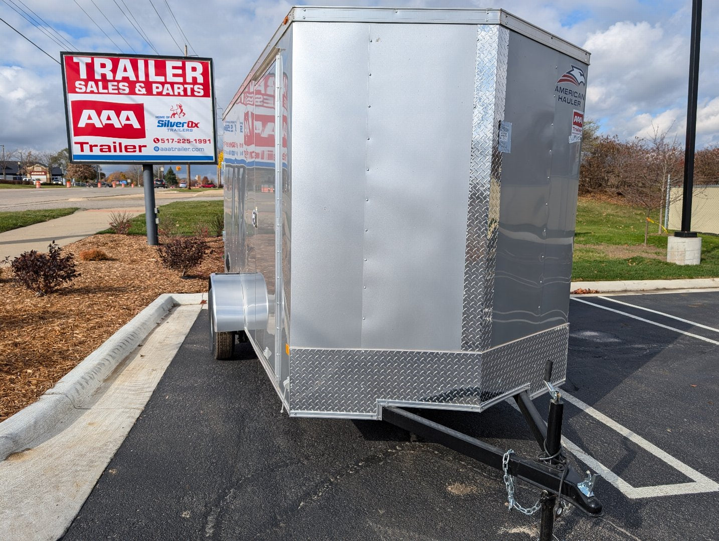 American Hauler 6x12 Enclosed Cargo Trailer w Ramp Door - Silver- Stock# 21831