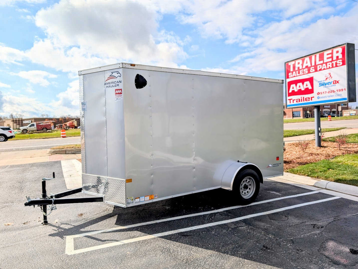 American Hauler 6x12 Enclosed Cargo Trailer w Ramp Door - Silver- Stock# 21831