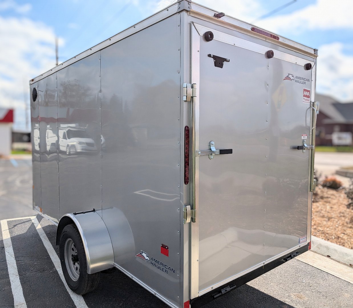 American Hauler 6x12 Enclosed Cargo Trailer w Ramp Door - Silver- Stock# 21831