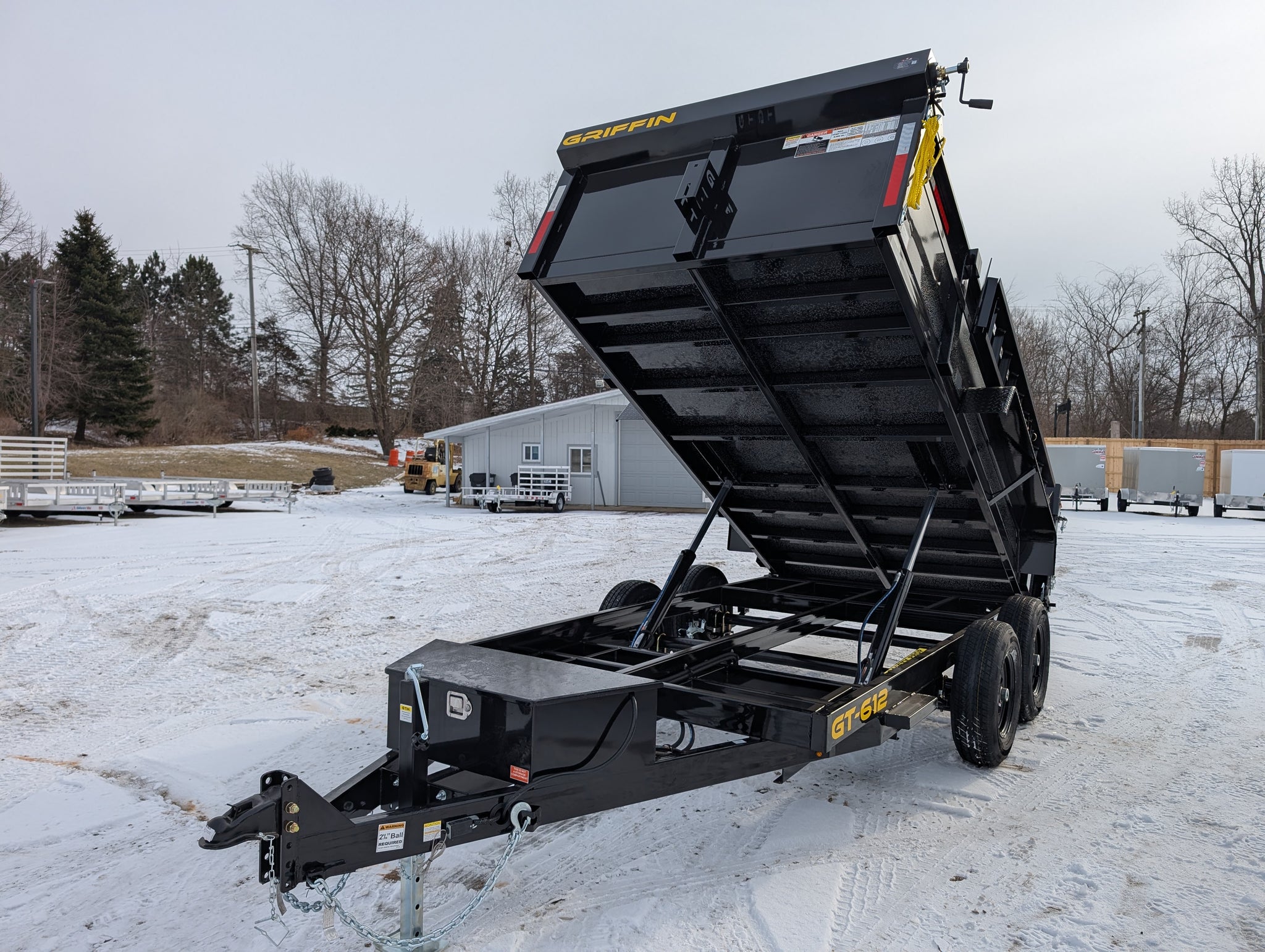 Griffin 7X16 Tandem Axle Hydraulic Dump Trailer with Tarp Kit, Battery Charger, Drop Leg Jack, 14K GVWR