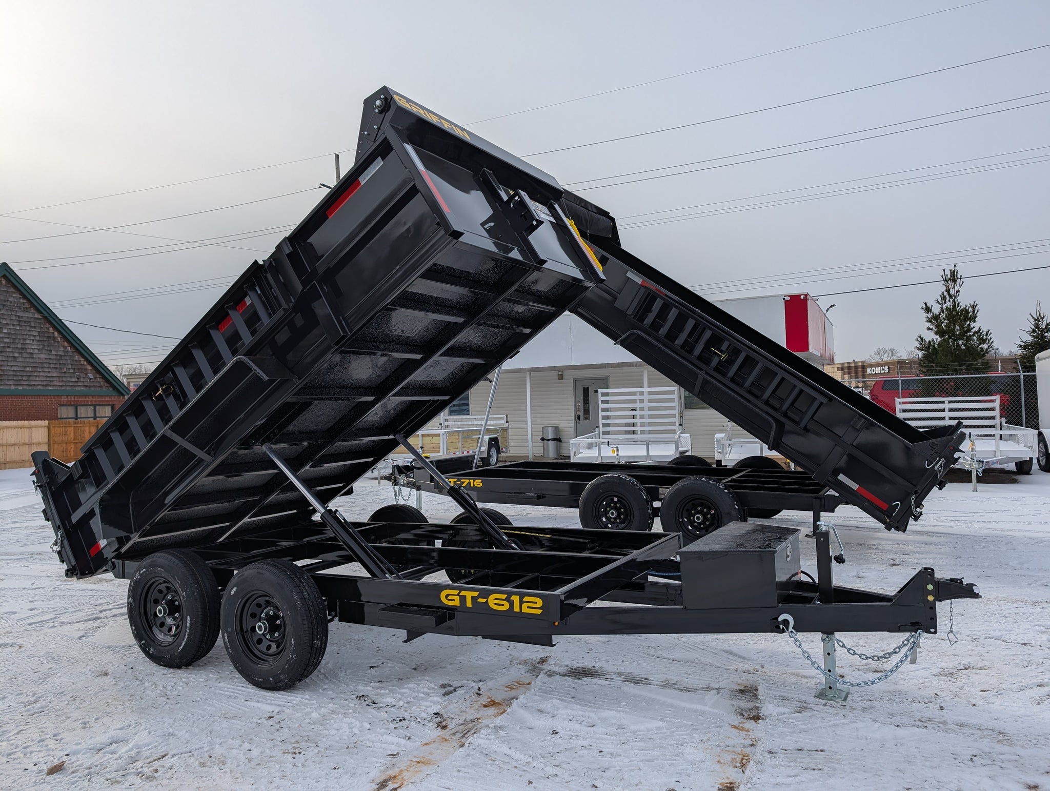 Griffin 7X16 Tandem Axle Hydraulic Dump Trailer with Tarp Kit, Battery Charger, Drop Leg Jack, 14K GVWR