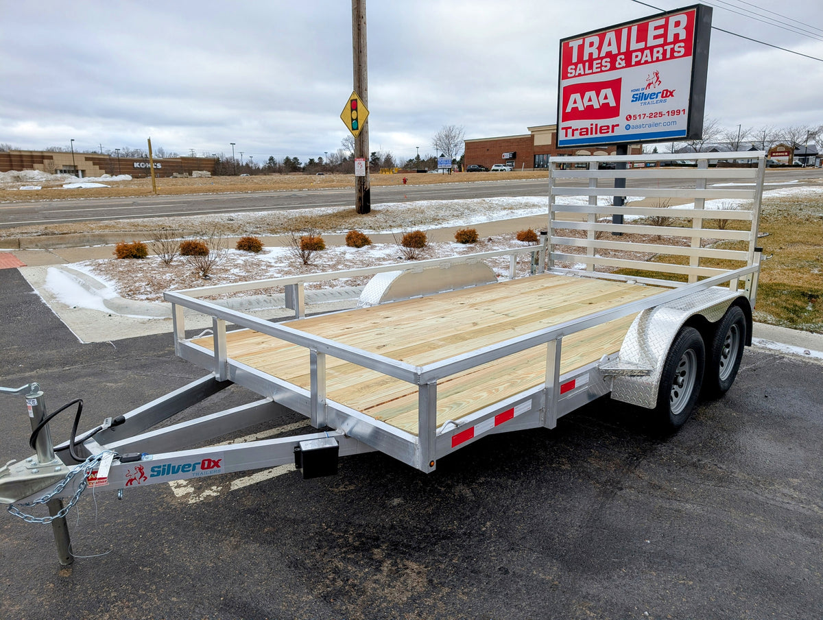 Silver Ox 7x14 Tandem Axle Aluminum Utility Trailer with Deluxe Heavy Duty Package