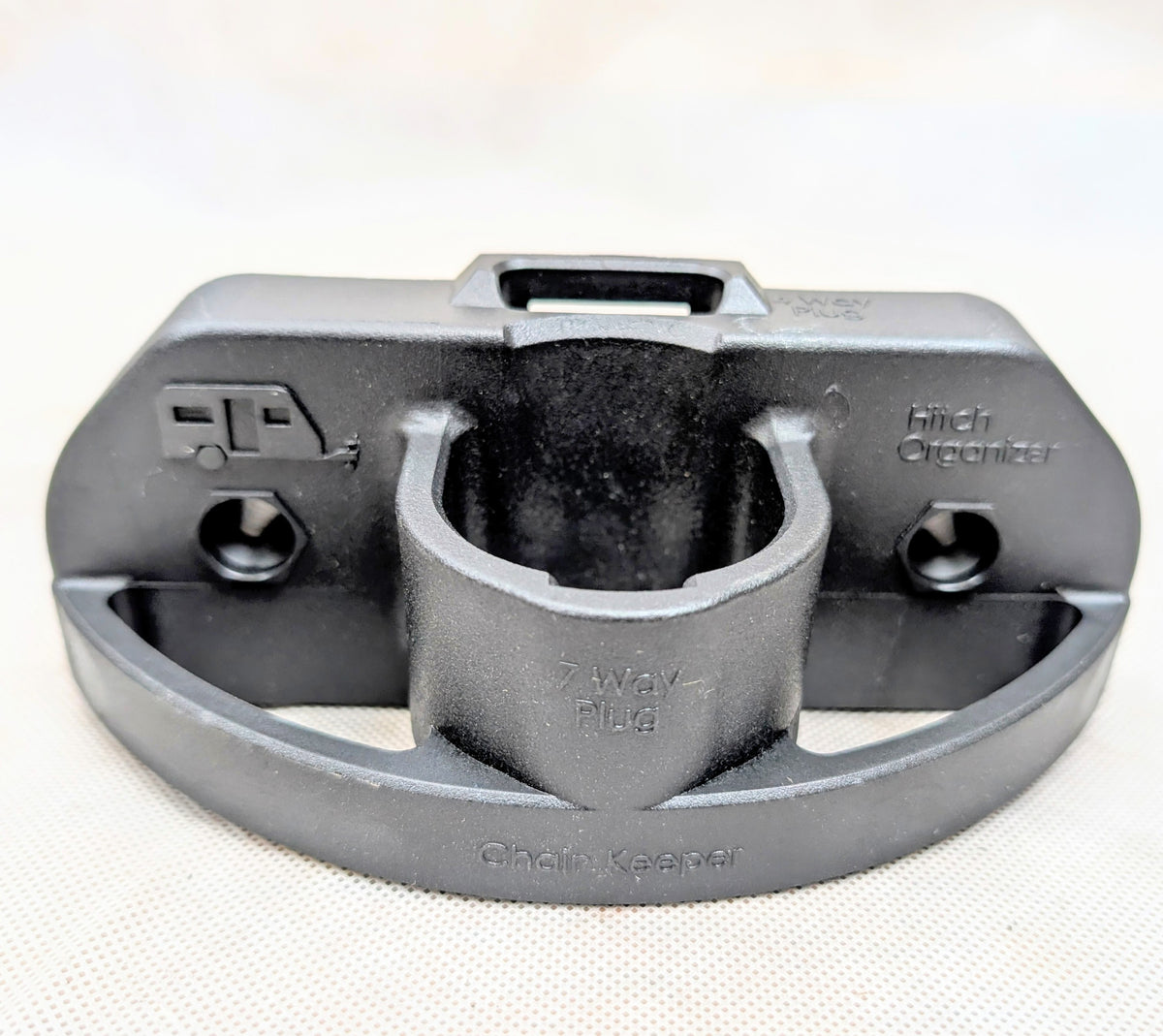 Trailer Towing Organizer for 4 Flat or 7 Way Plug, Heavy Duty Side Hooks Chain Cable Wire Harness Holder