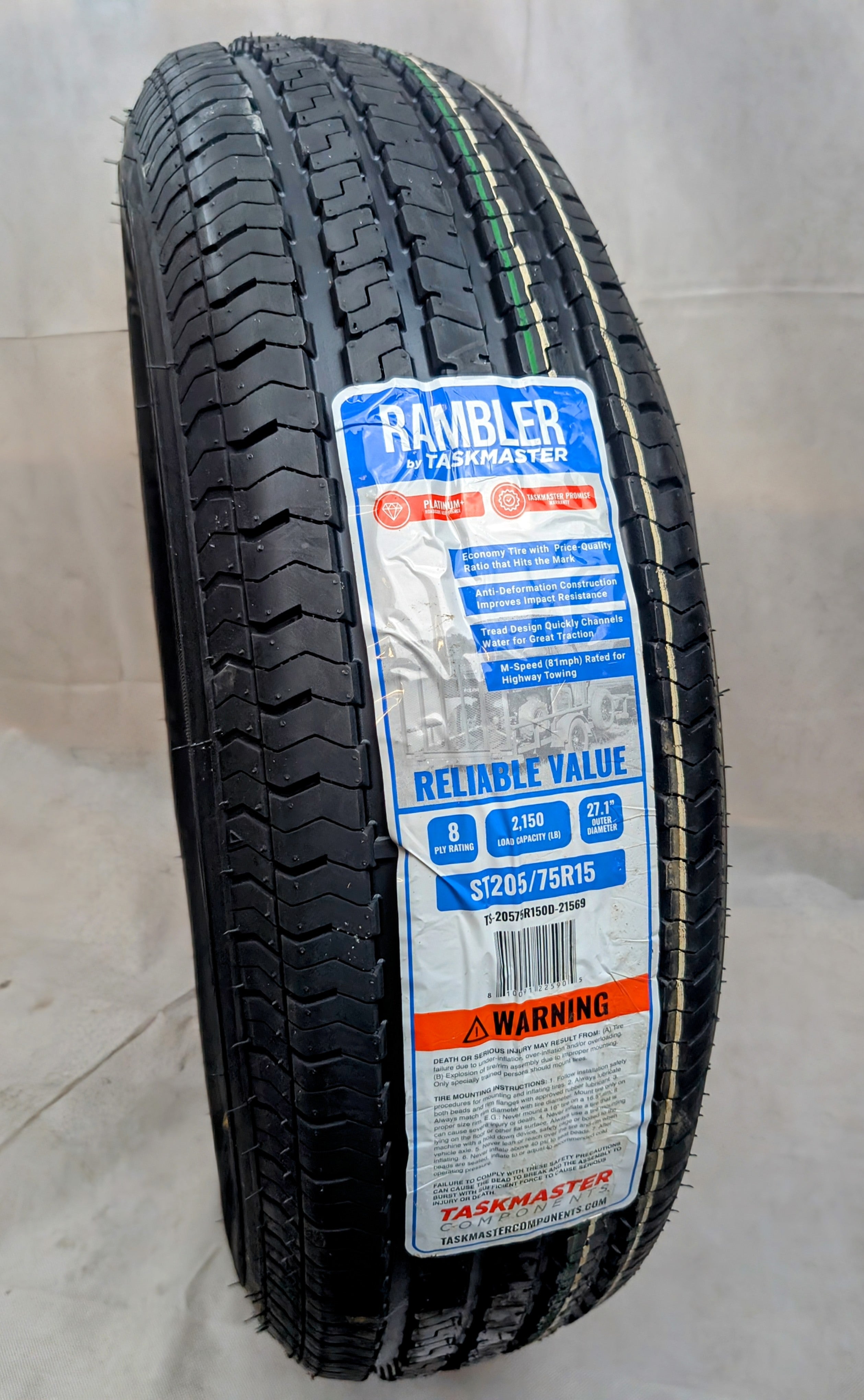 Rambler Trailer Tire 205/75R15  -  Load D / 8 Ply