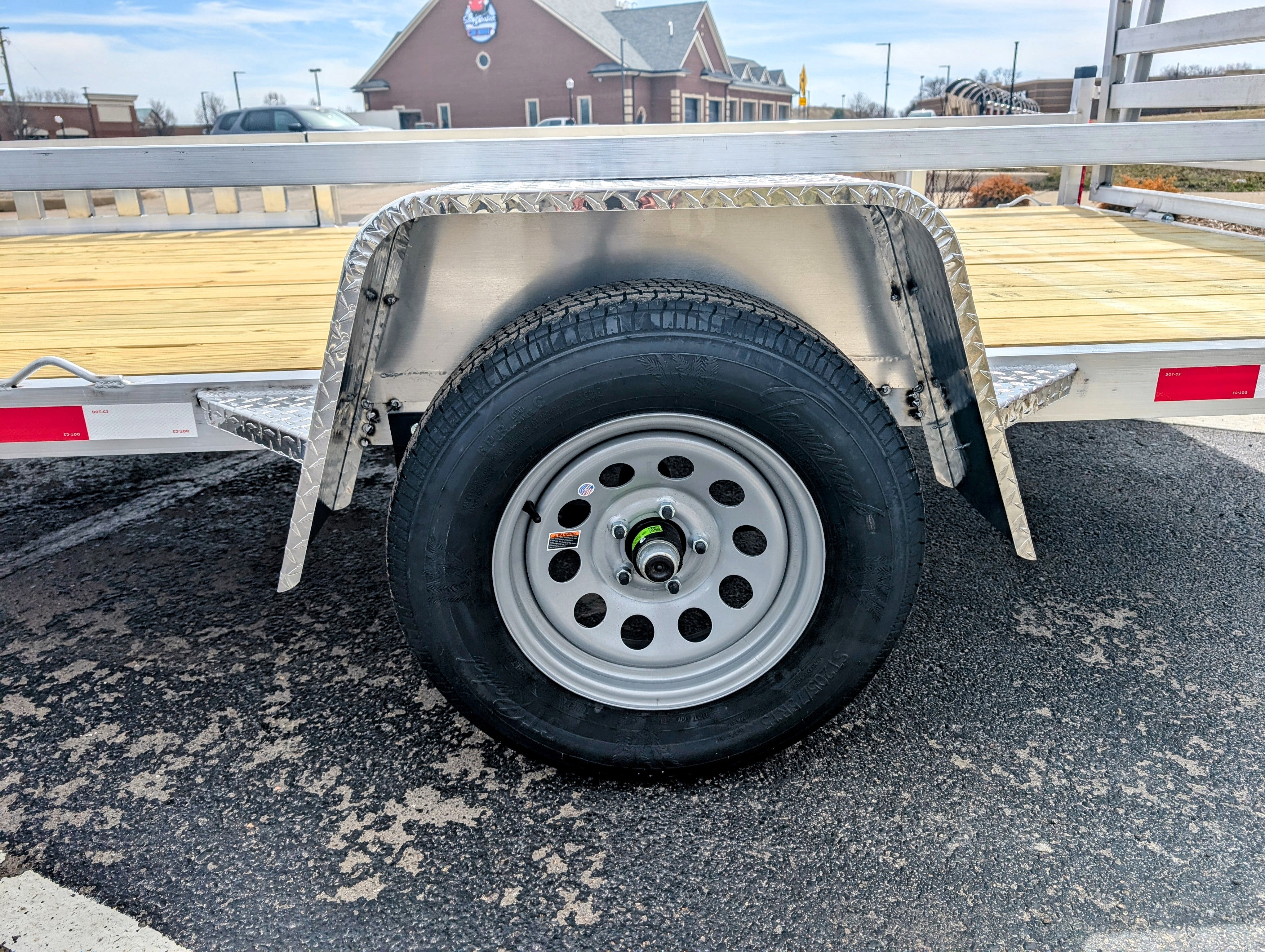 Silver Ox 7x14 Single Axle Aluminum Utility Trailer with Side Loading Ramps and Folding Gate