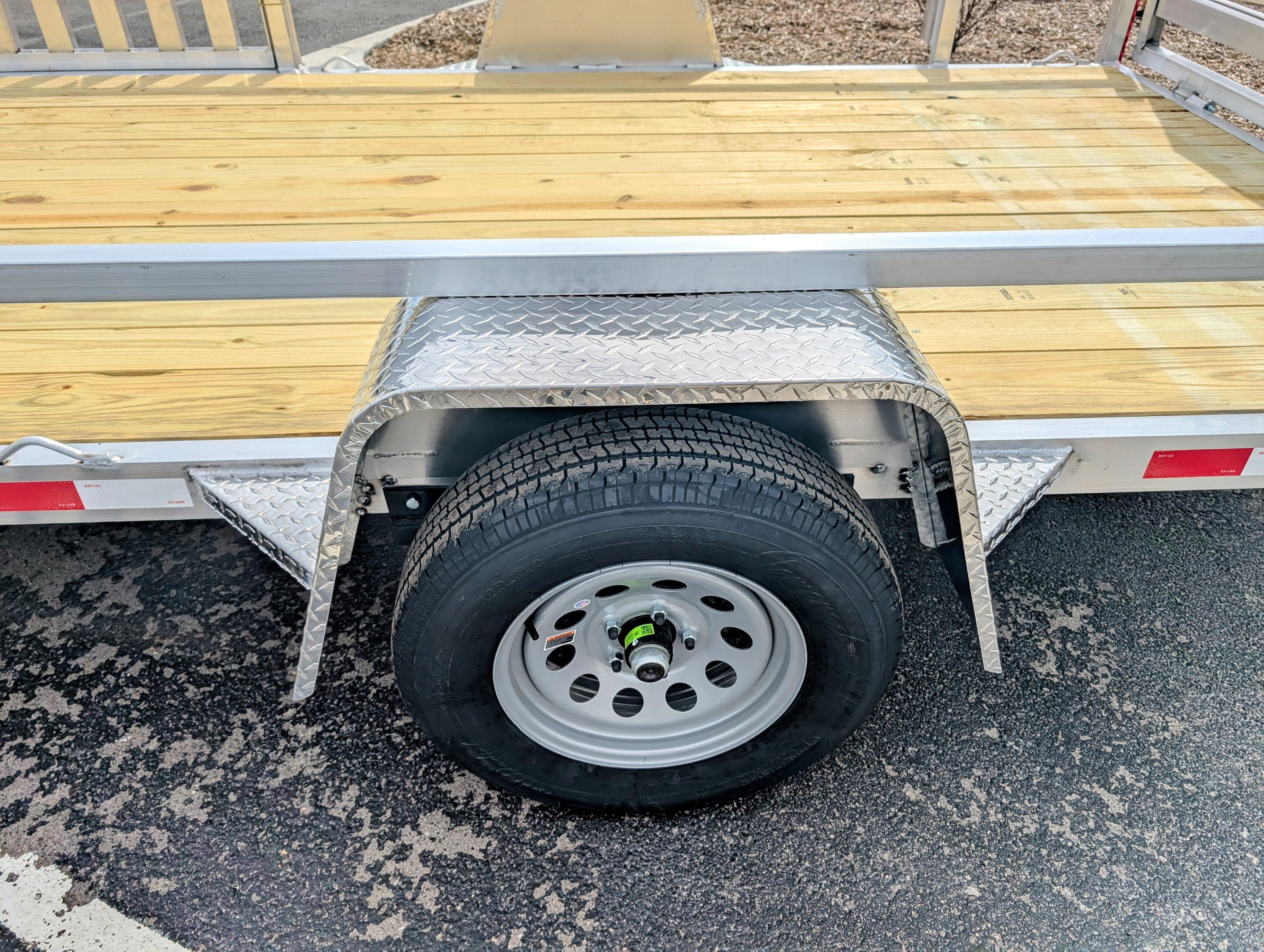 Silver Ox 7x14 Single Axle Aluminum Utility Trailer with Side Loading Ramps and Folding Gate