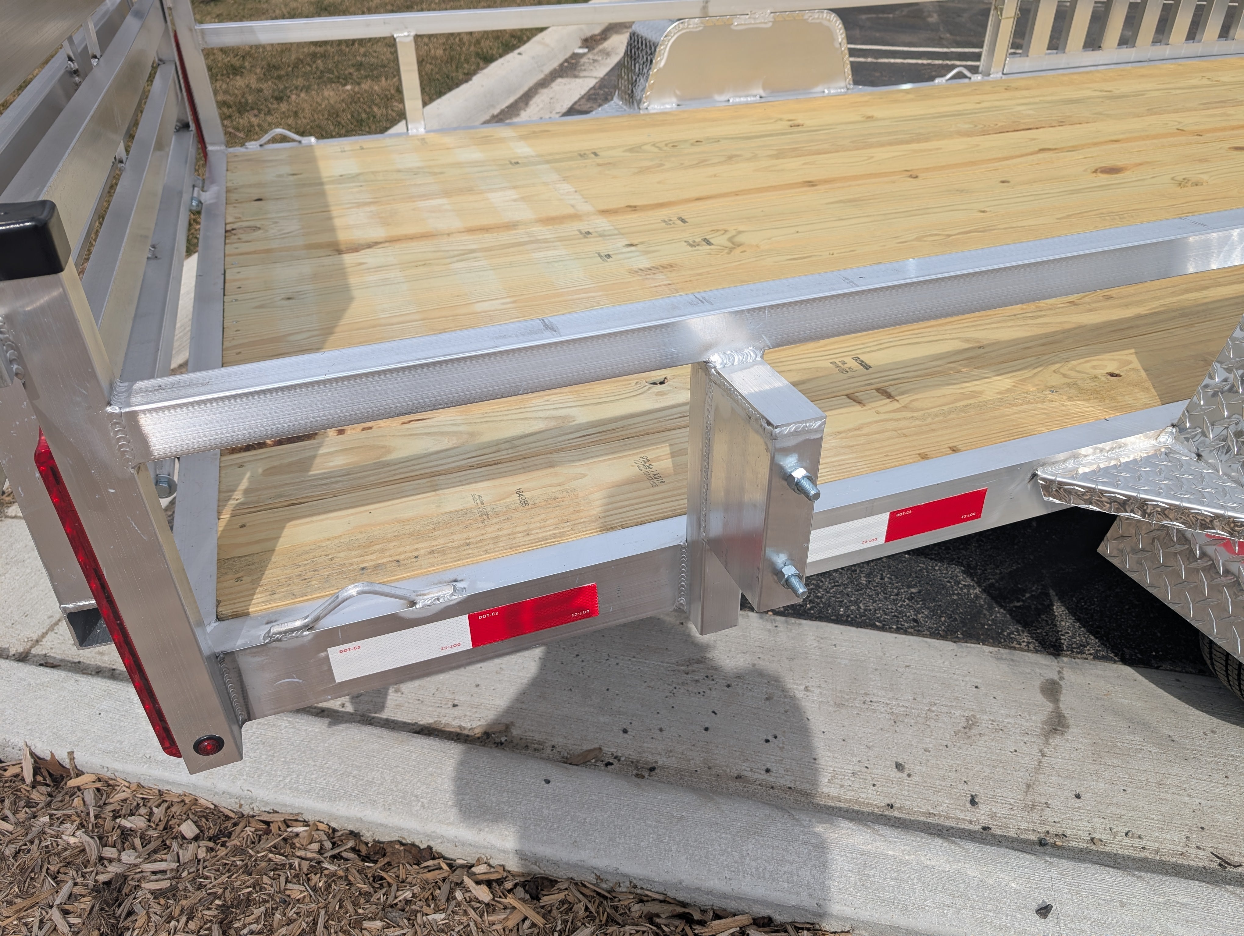 Silver Ox 7x14 Single Axle Aluminum Utility Trailer with Side Loading Ramps and Folding Gate