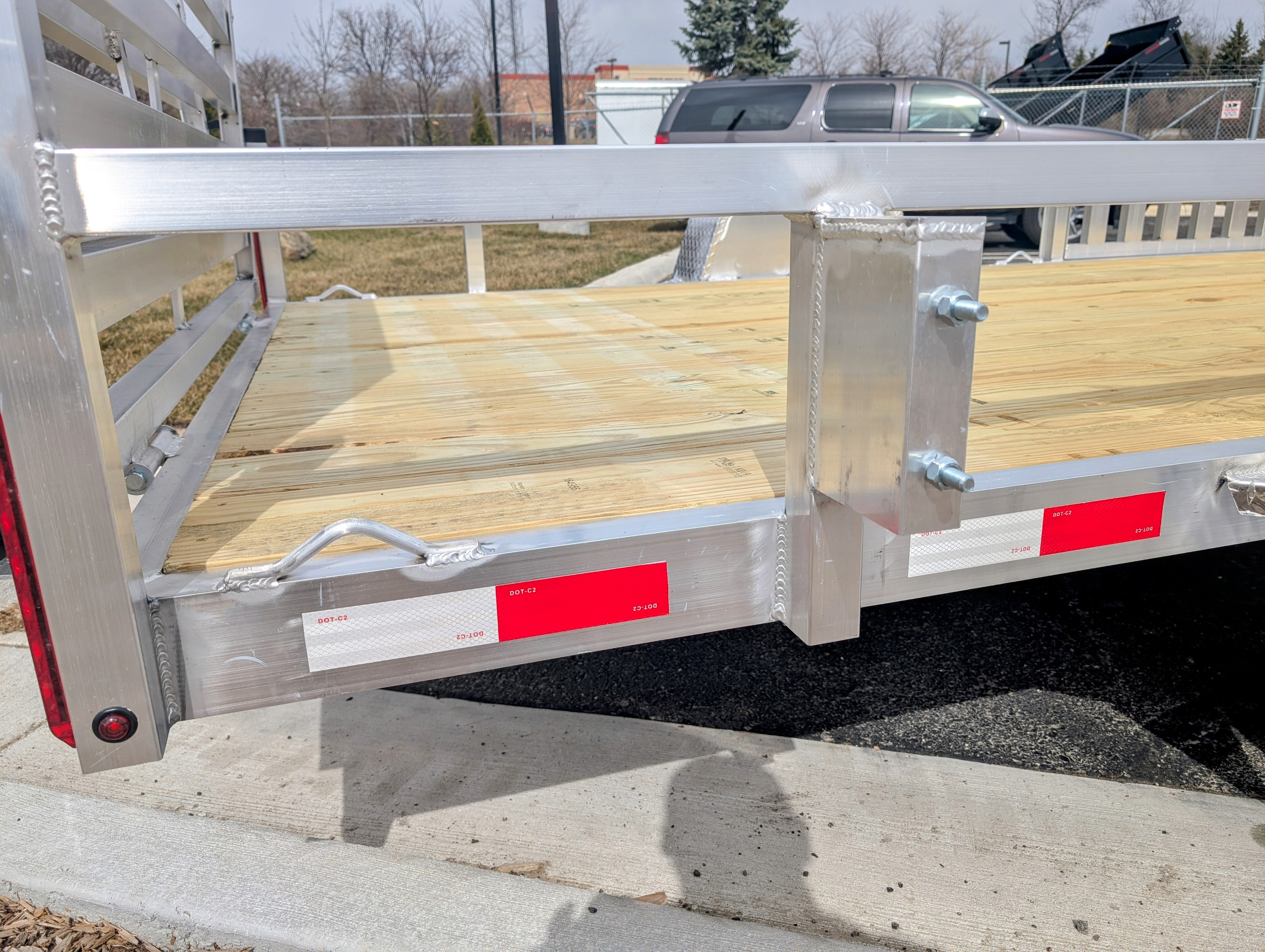 Silver Ox 7x14 Single Axle Aluminum Utility Trailer with Side Loading Ramps and Folding Gate