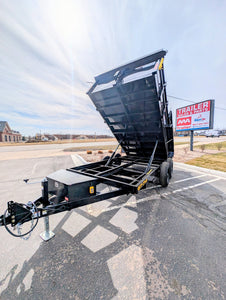 Griffin 7X14 Tandem Dump Trailer with Tarp Kit, Battery Charger, Drop Leg Jack