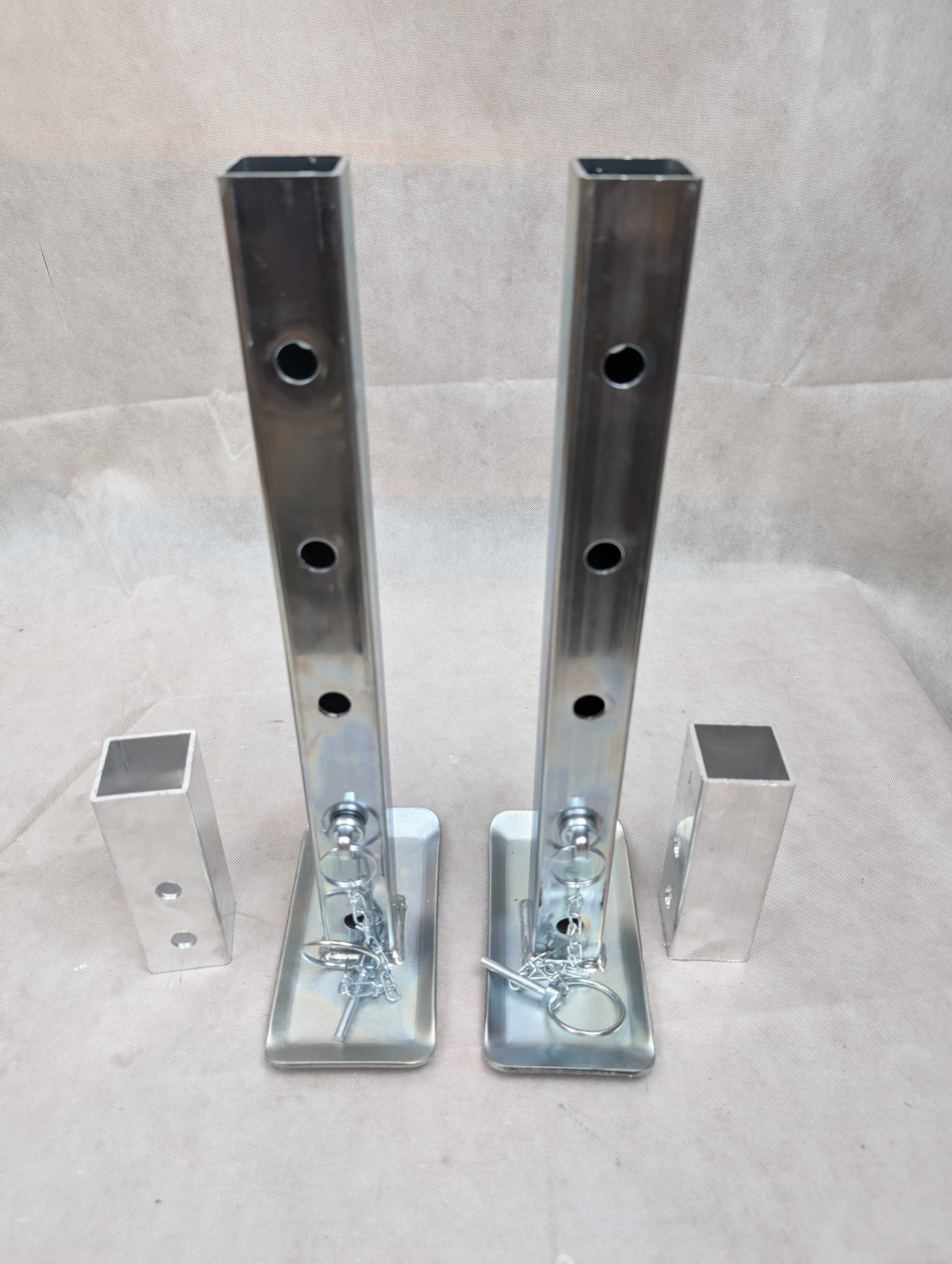 Aluminum Weld On Trailer Rear Stabilizer Jack Kit 18" tall, 2" Tube - Silver Ox