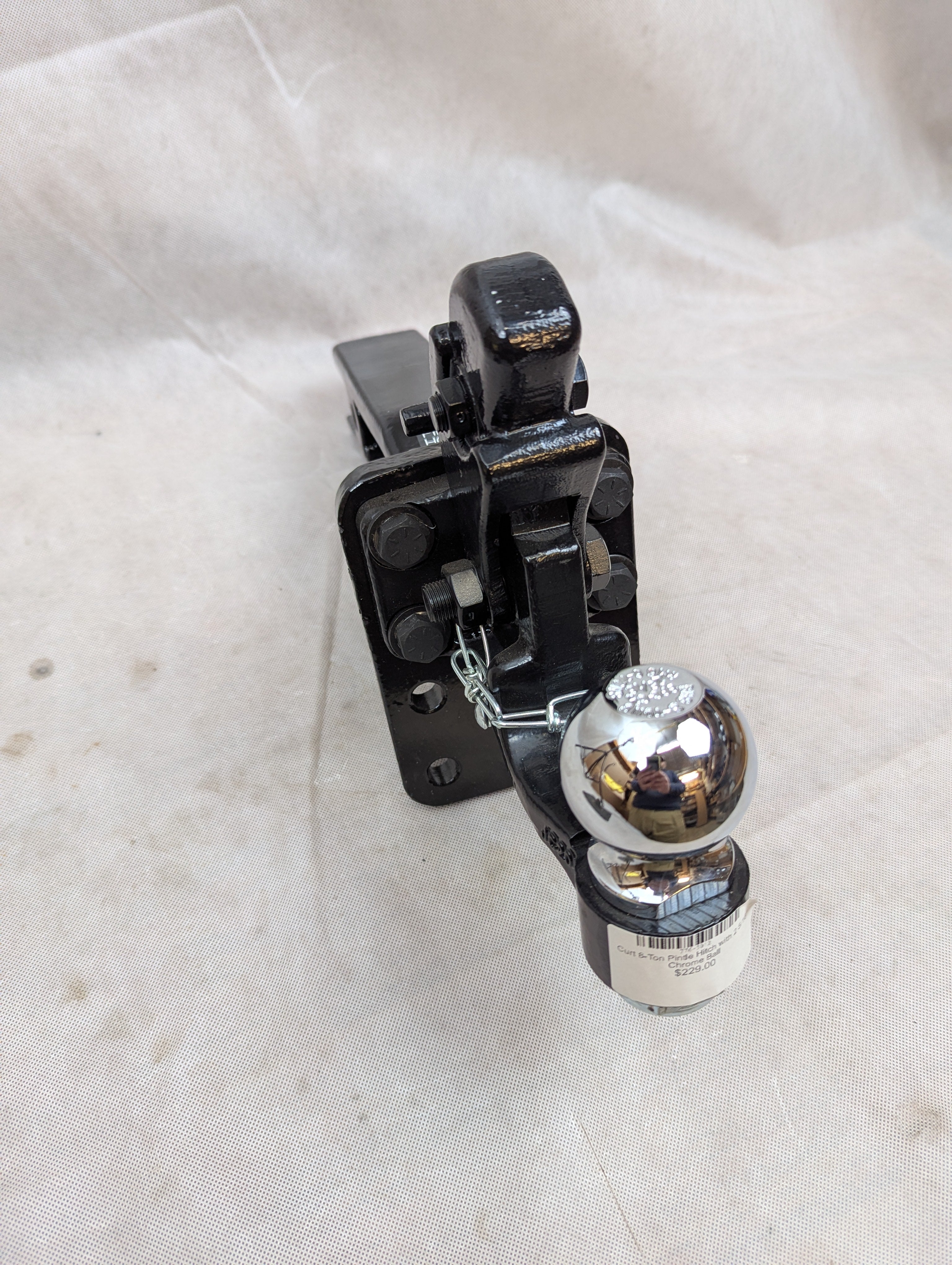 8-Ton Pintle Hitch with 2 5/16" Chrome Ball 10055 with Mounting Plate PM25812 - 2 1/2 shank