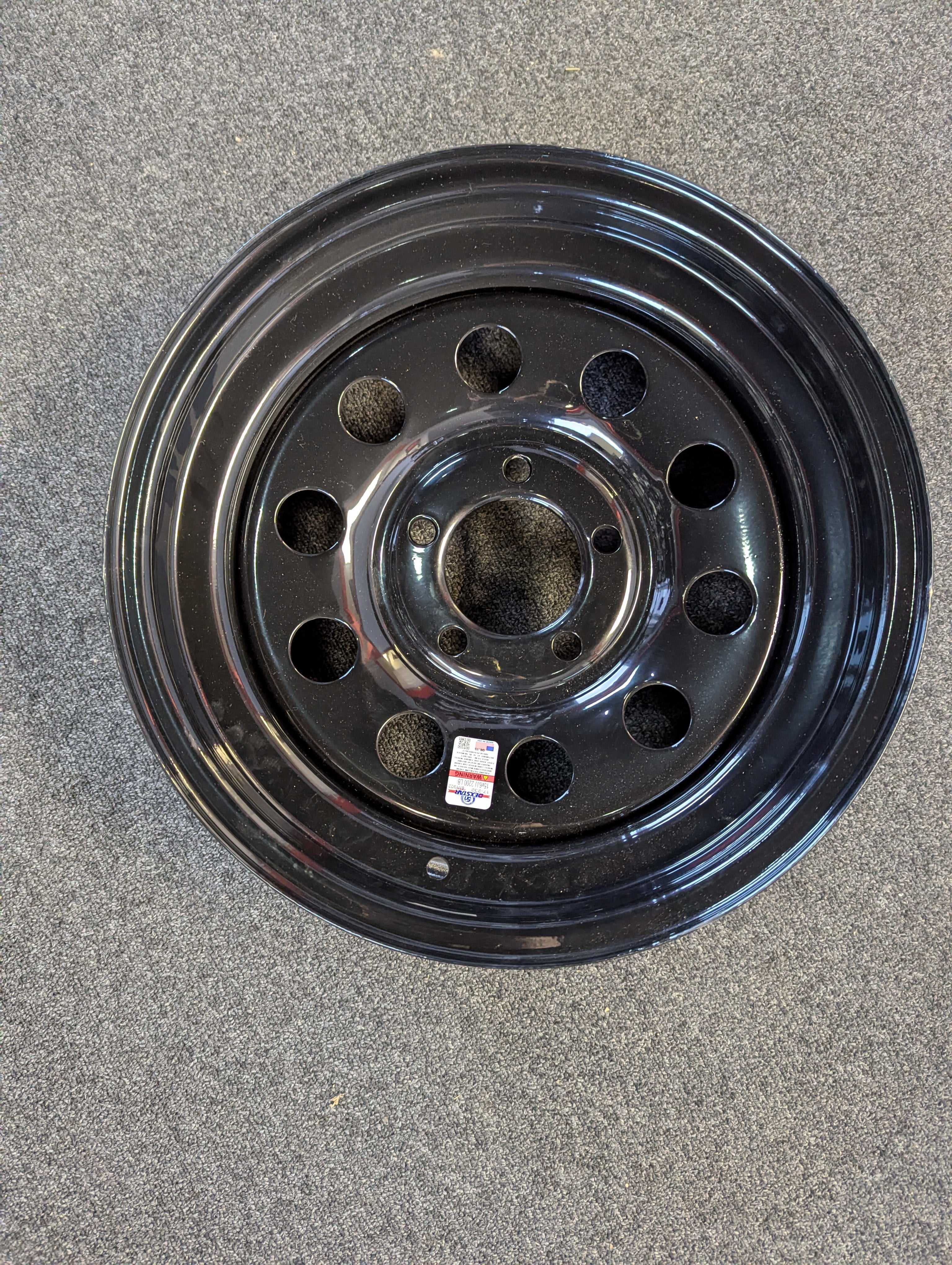 15"x6" Black Trailer Wheel with 5-4.50 Bolt Pattern