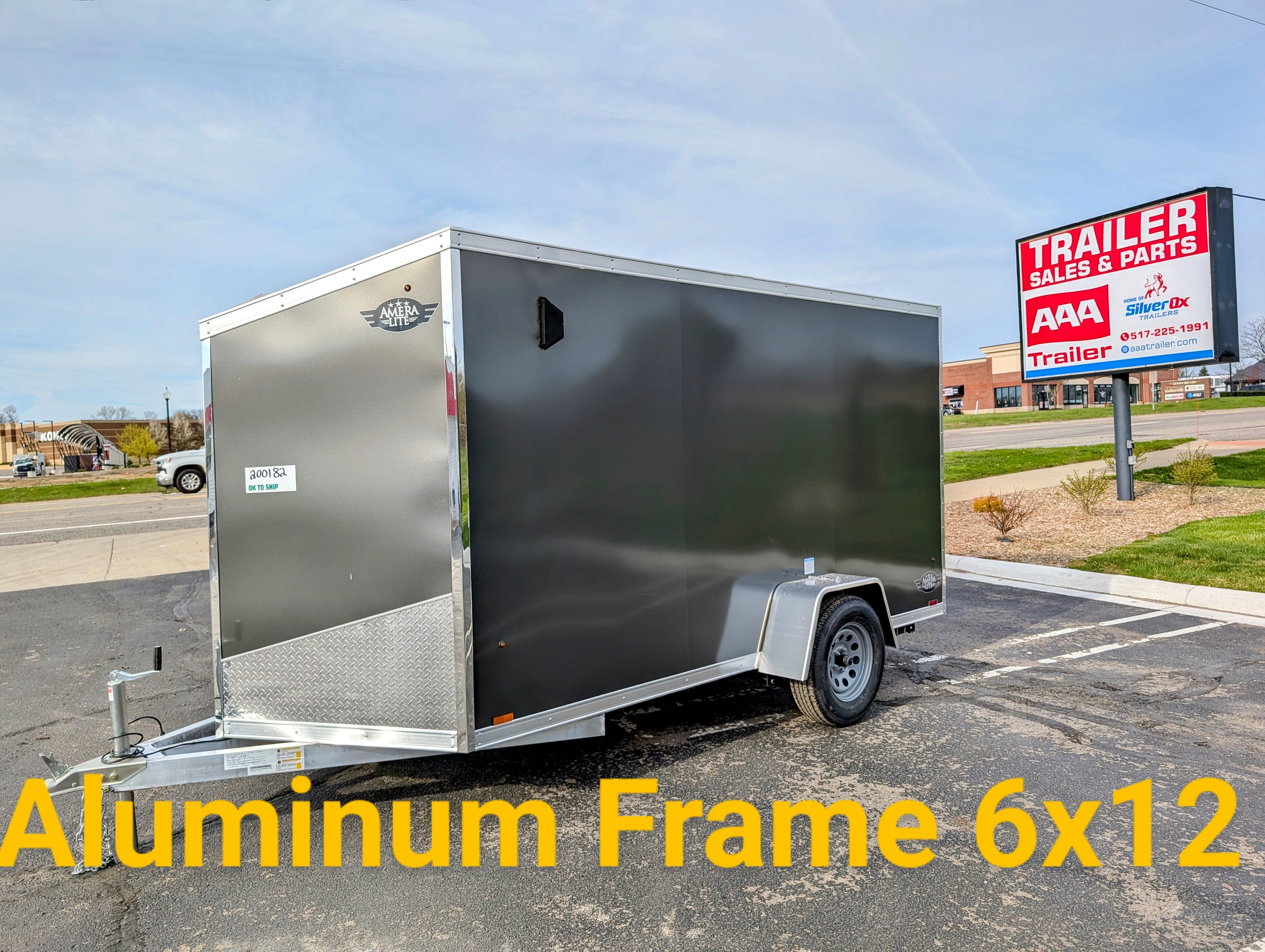 Amerilite Aluminum 6x12 V Nose With Ramp Door Cargo / Enclosed Trailer -Stock# 200182