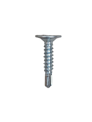 1 lb Steel Self-Drilling Screw, Zinc Plated Finish, Wafer Head, #10-16 Thread Size, 1
