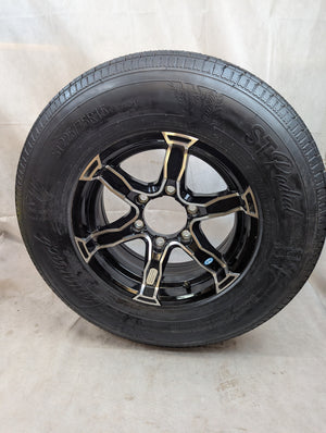 Tamarack ST225/75R15 Trailer Tire with Black Liger Aluminum Wheel - 6 on 5-1/2