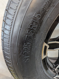 Tamarack ST225/75R15 Trailer Tire with Black Liger Aluminum Wheel - 6 on 5-1/2