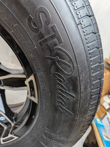 Tamarack ST225/75R15 Trailer Tire with Black Liger Aluminum Wheel - 6 on 5-1/2