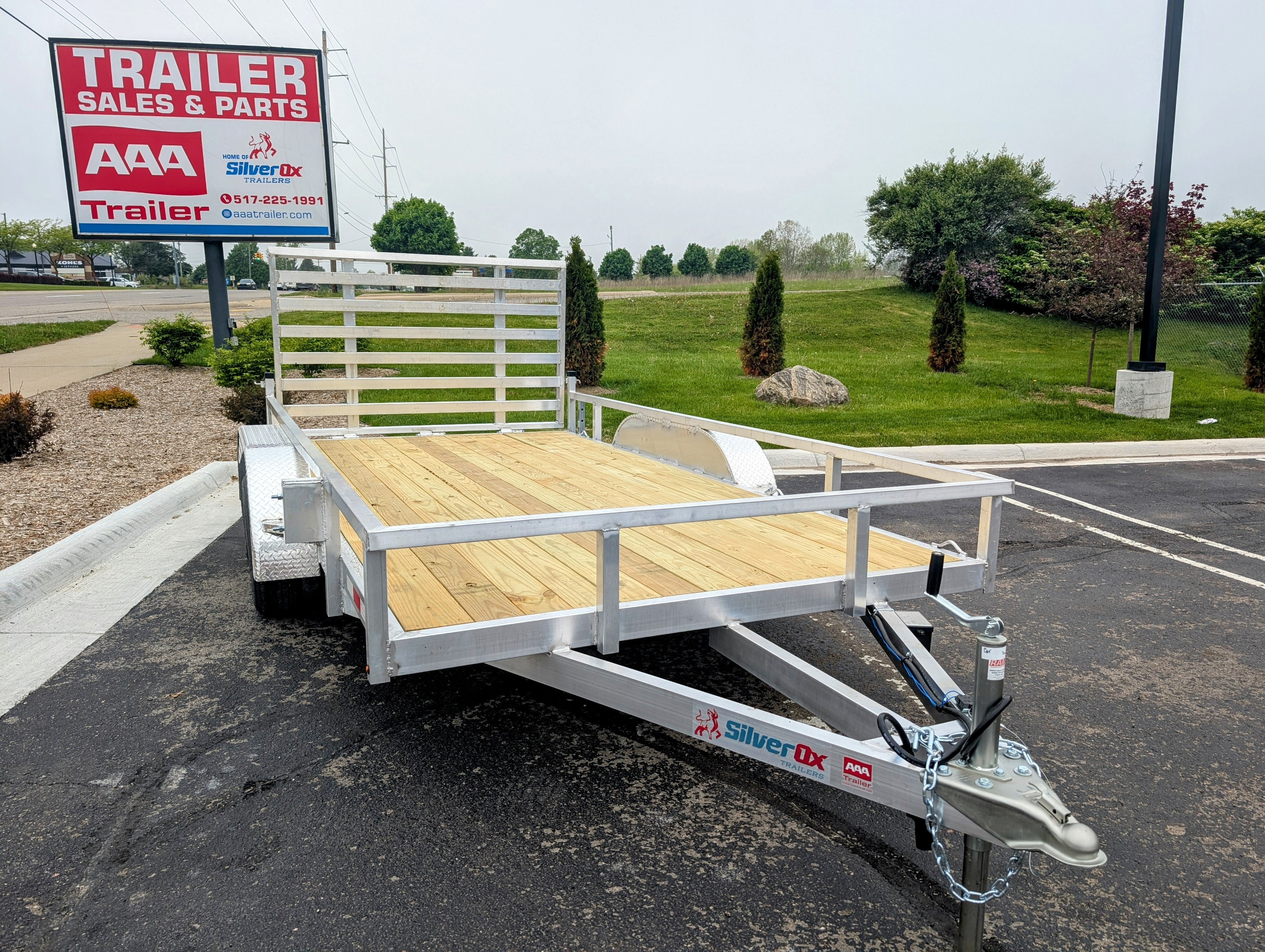 Silver Ox 7x16 Tandem Axle Aluminum Utility Trailer with Heavy Duty Package