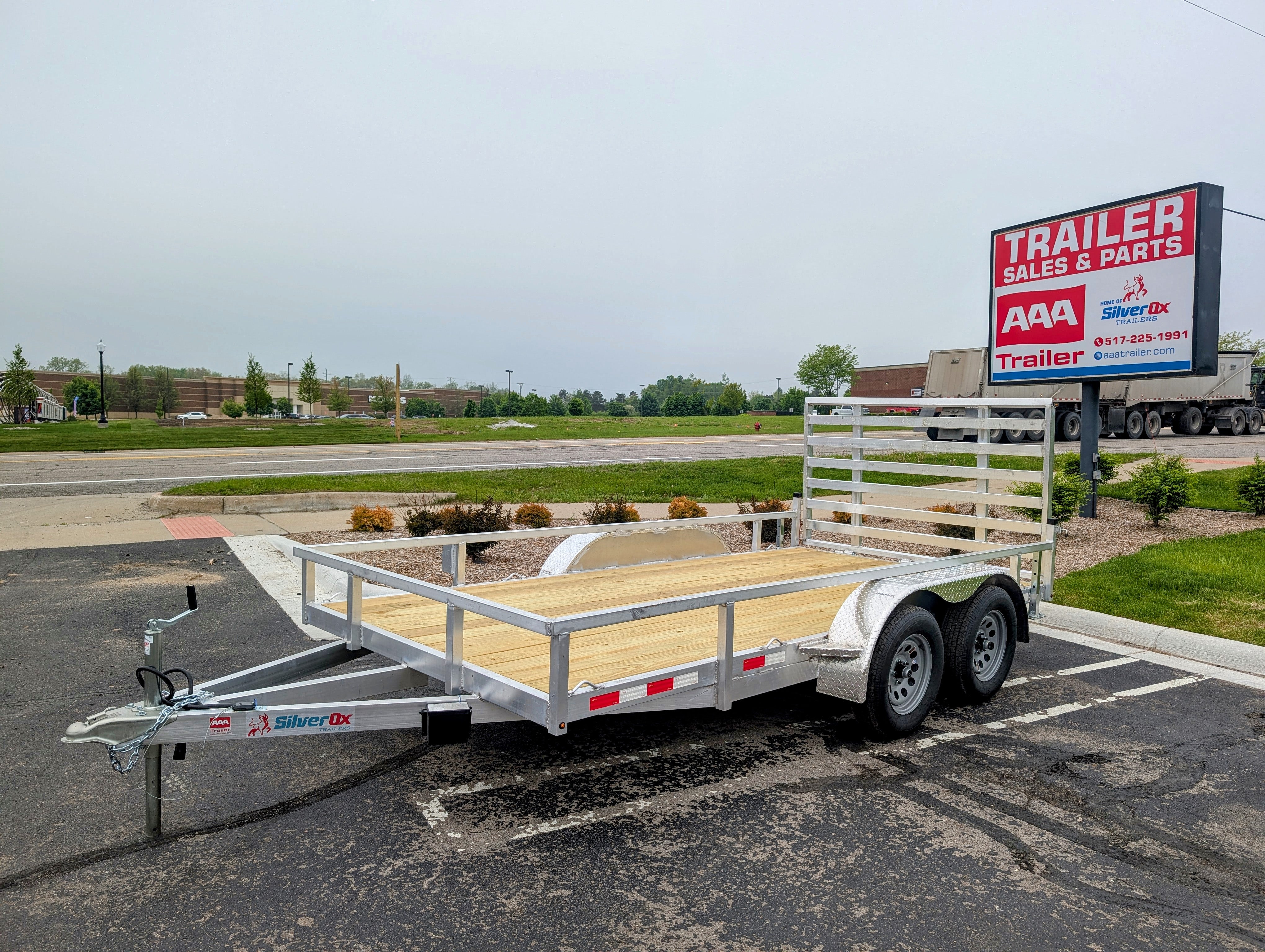 Silver Ox 7x14 Tandem Axle Aluminum Utility Trailer with Heavy Duty Package