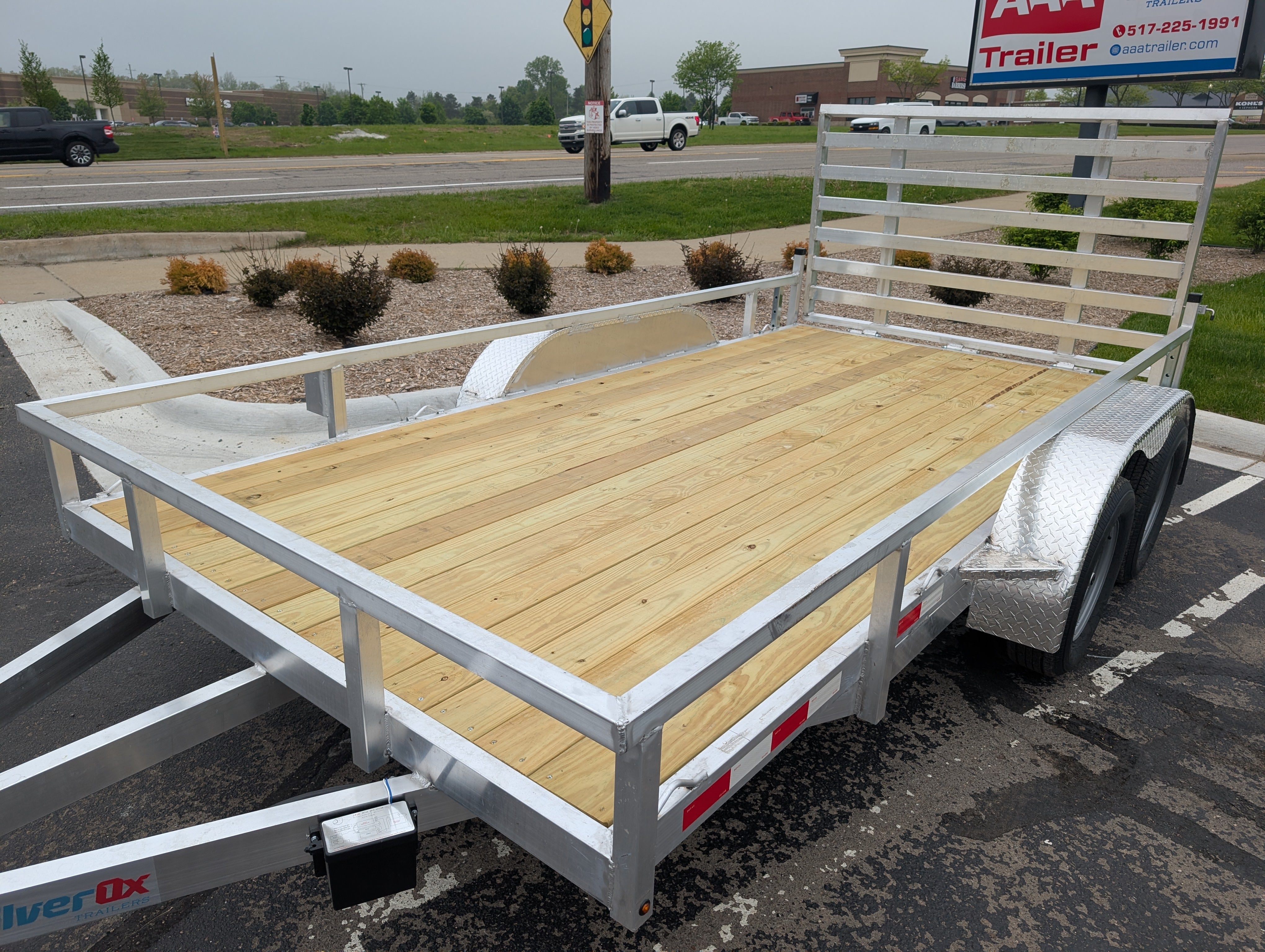 Silver Ox 7x16 Tandem Axle Aluminum Utility Trailer with Heavy Duty Package