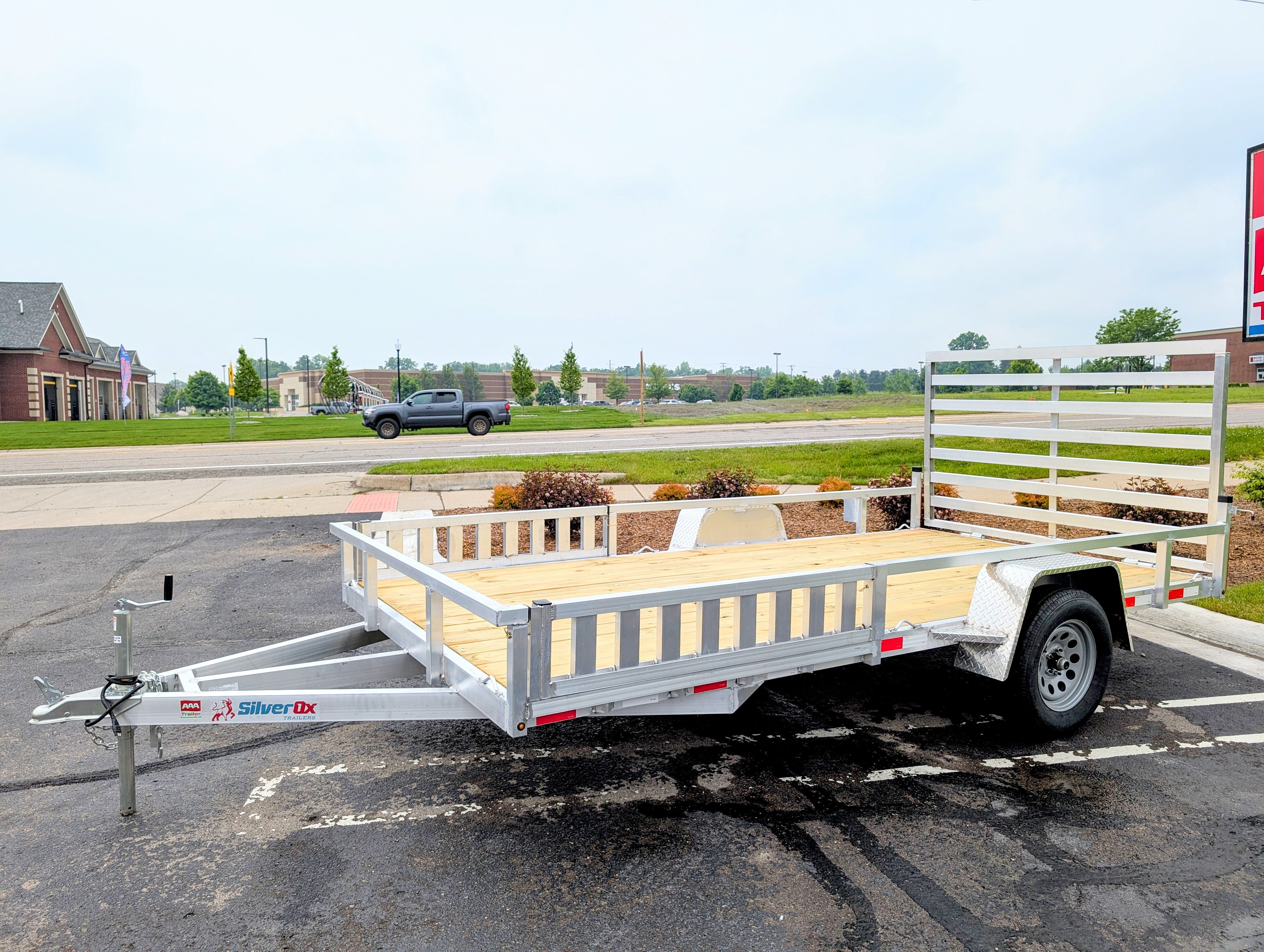 Silver Ox 7x14 Single Axle Aluminum Utility Trailer with ATV Side Ramps