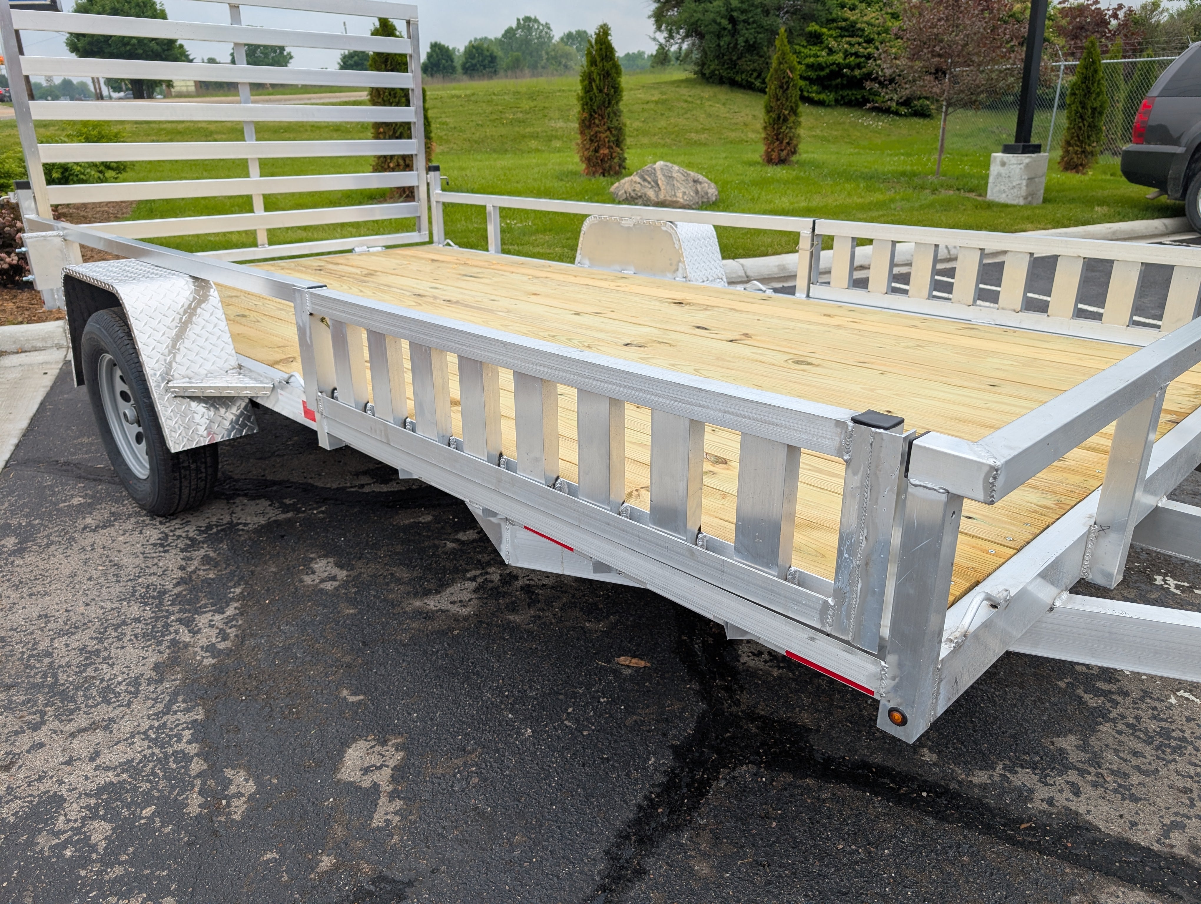 Silver Ox 7x14 Single Axle Aluminum Utility Trailer with ATV Side Ramps