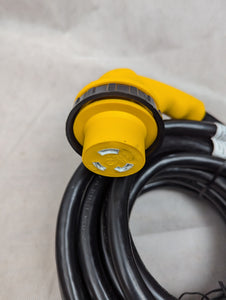 25' RV Power Supply Cord w/ Locking Adapter Right Angle Black Standard Male 30A 4006601