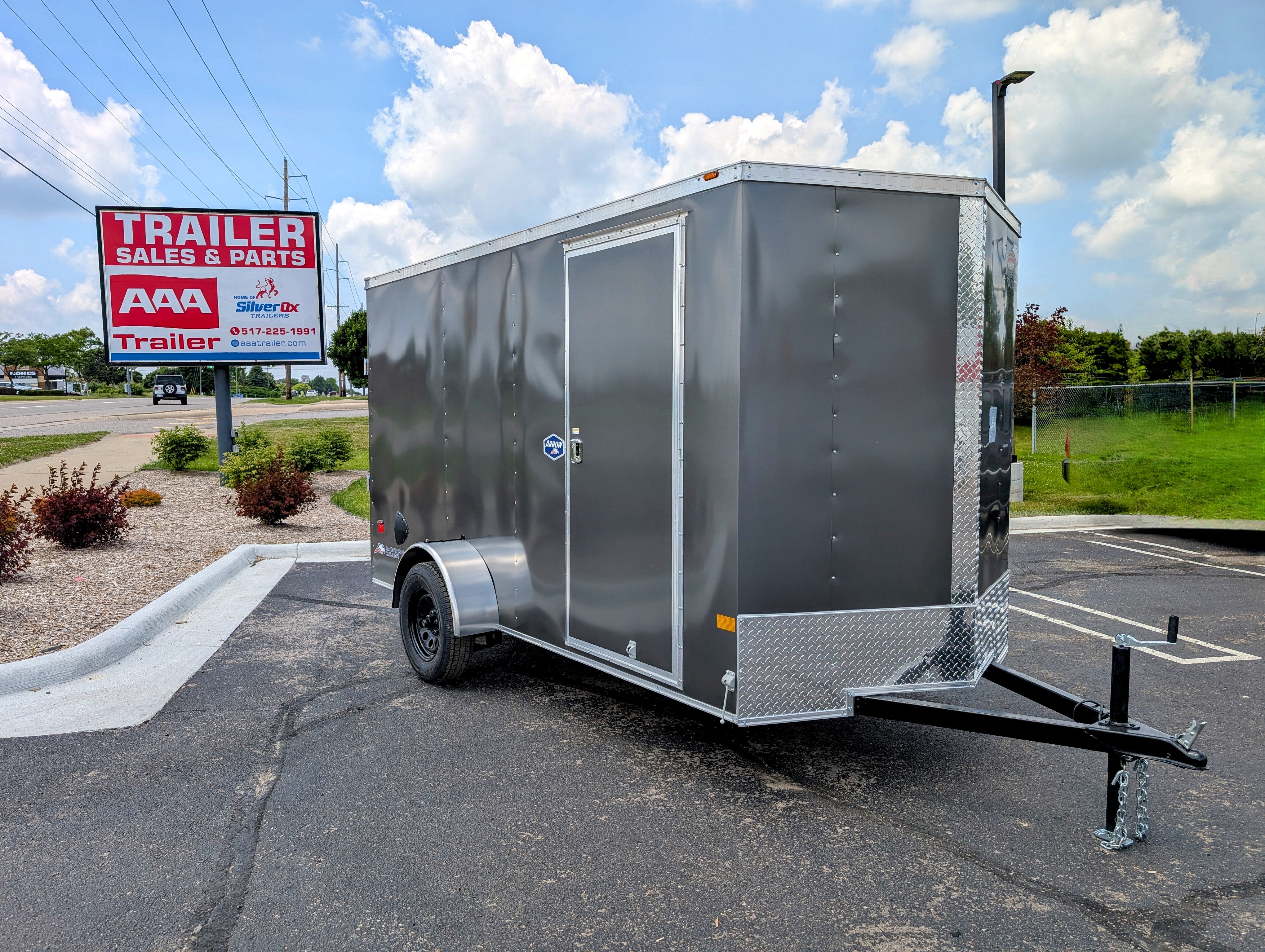 American Hauler 6x12 Enclosed Cargo Trailer w Ramp Door - Charcoal - Stock# 34552