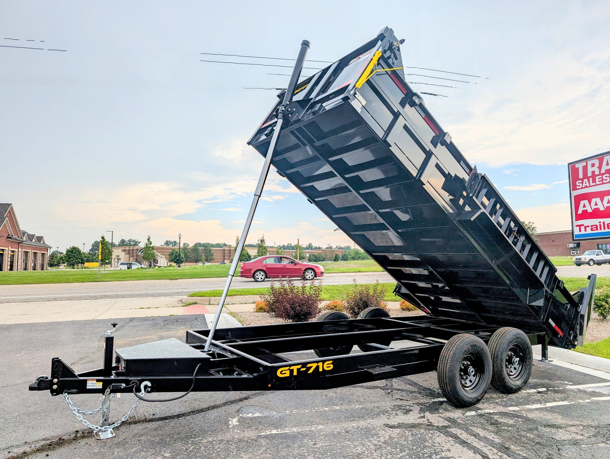 Griffin 7X16 Tandem Axle Hydraulic Dump Trailer with Tarp Kit, Battery Charger, Drop Leg Jack, 14K GVWR