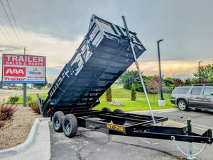 Griffin 7X16 Tandem Axle Hydraulic Dump Trailer with Tarp Kit, Battery Charger, Drop Leg Jack, 14K GVWR
