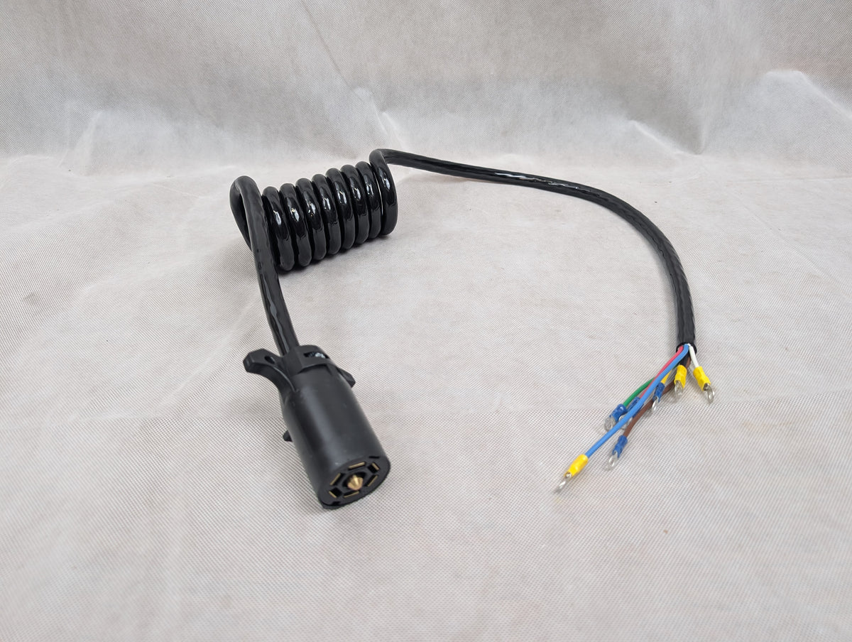HitchCoil 7-Way, RV-Style Connector w/ 6' Long Coiled Cable - Trailer End 102-5