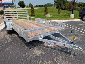 Silver Ox 7x14 Single Axle Aluminum Utility Trailer with Side Loading Ramps and Folding Gate