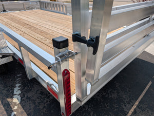 Silver Ox 7x14 Single Axle Aluminum Utility Trailer with Side Loading Ramps and Folding Gate