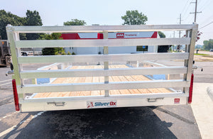 Silver Ox 7x14 Single Axle Aluminum Utility Trailer with Side Loading Ramps and Folding Gate