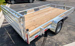 Silver Ox 7x14 Single Axle Aluminum Utility Trailer with Side Loading Ramps and Folding Gate