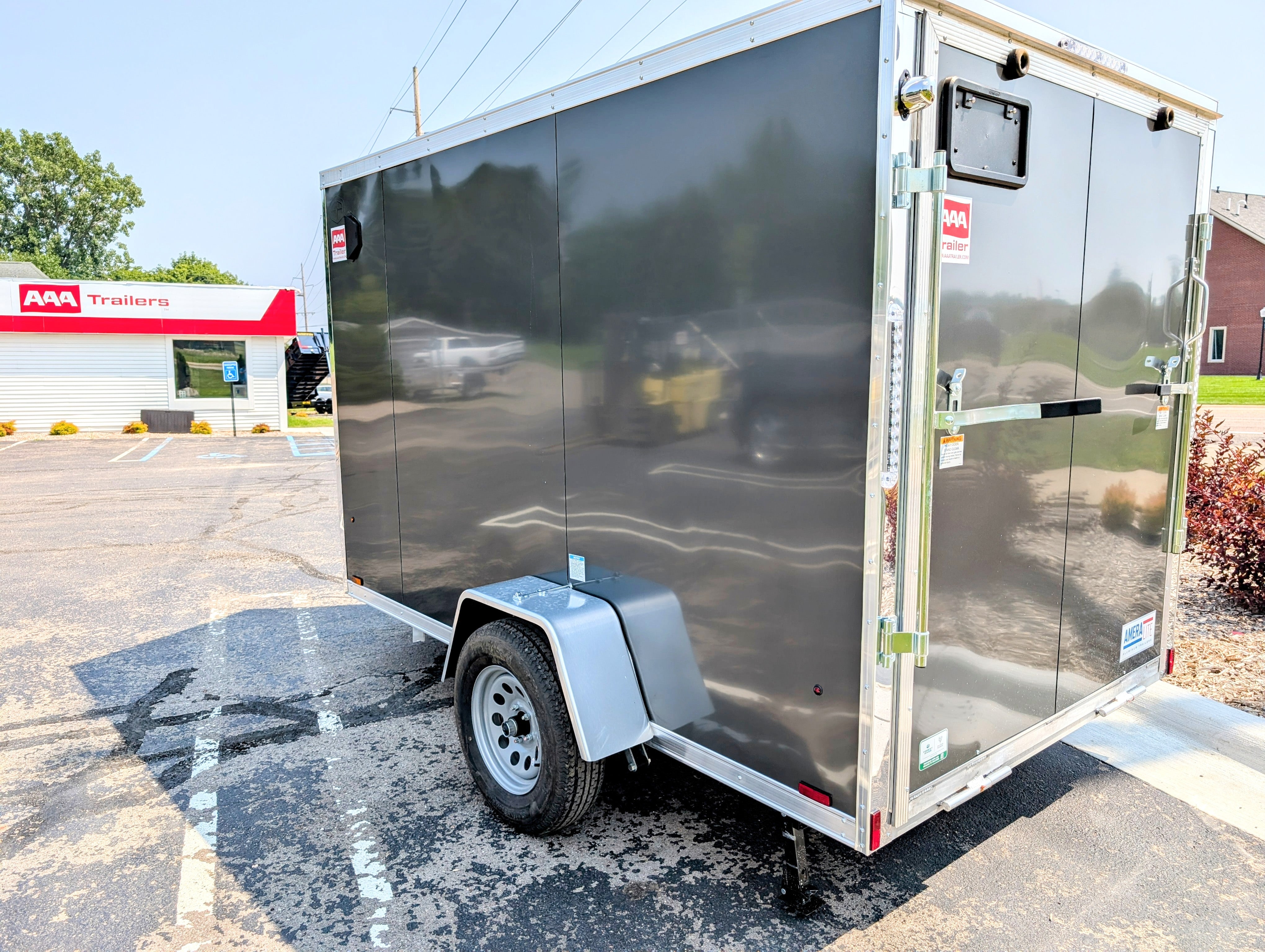 Amerilite Aluminum 6x10 V Nose With Ramp Door Cargo / Enclosed Trailer -Stock# 200249