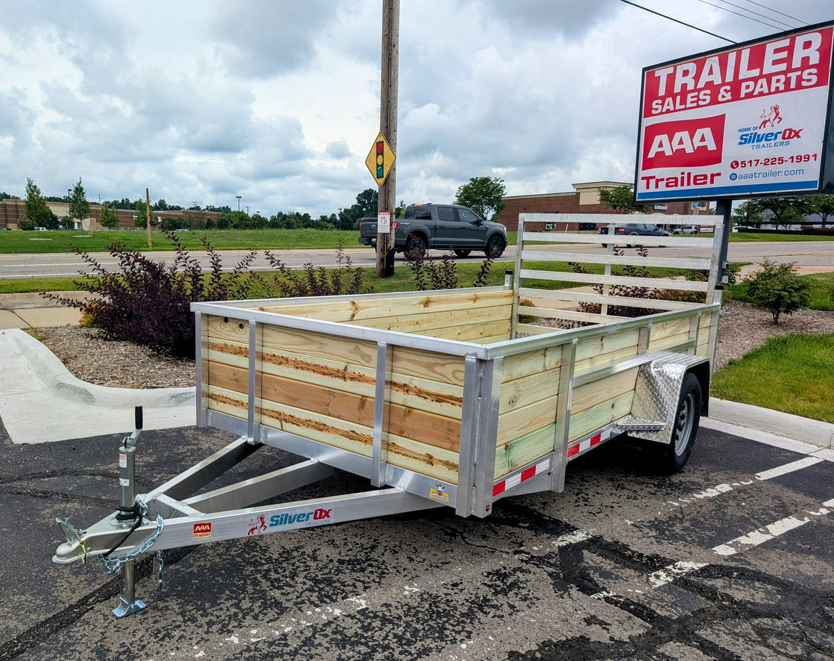 Silver Ox 6x12 Single Axle Aluminum Utility Woody 4 Board Drop Axle
