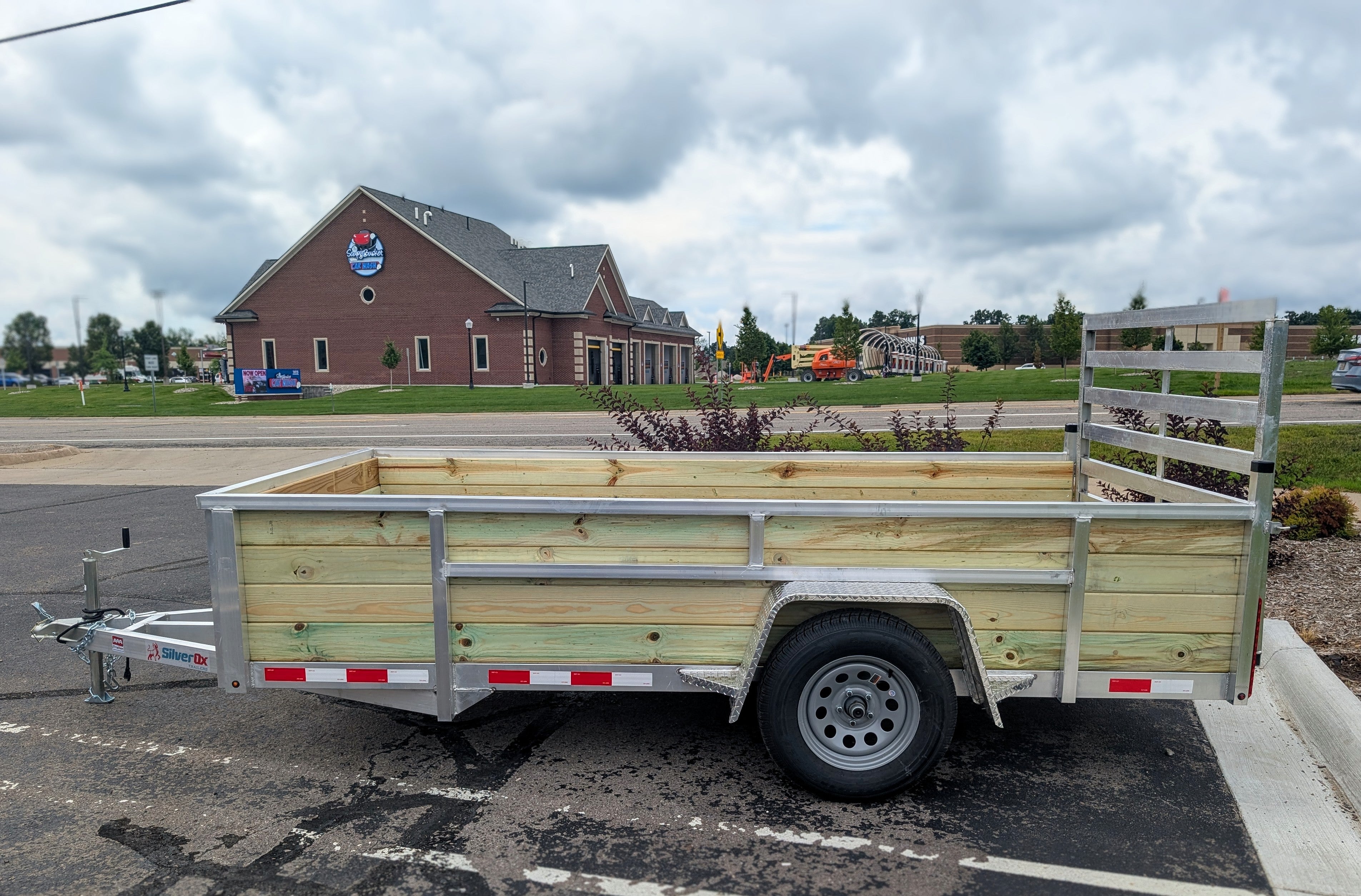 Silver Ox 6x12 Single Axle Aluminum Utility Woody 4 Board Drop Axle