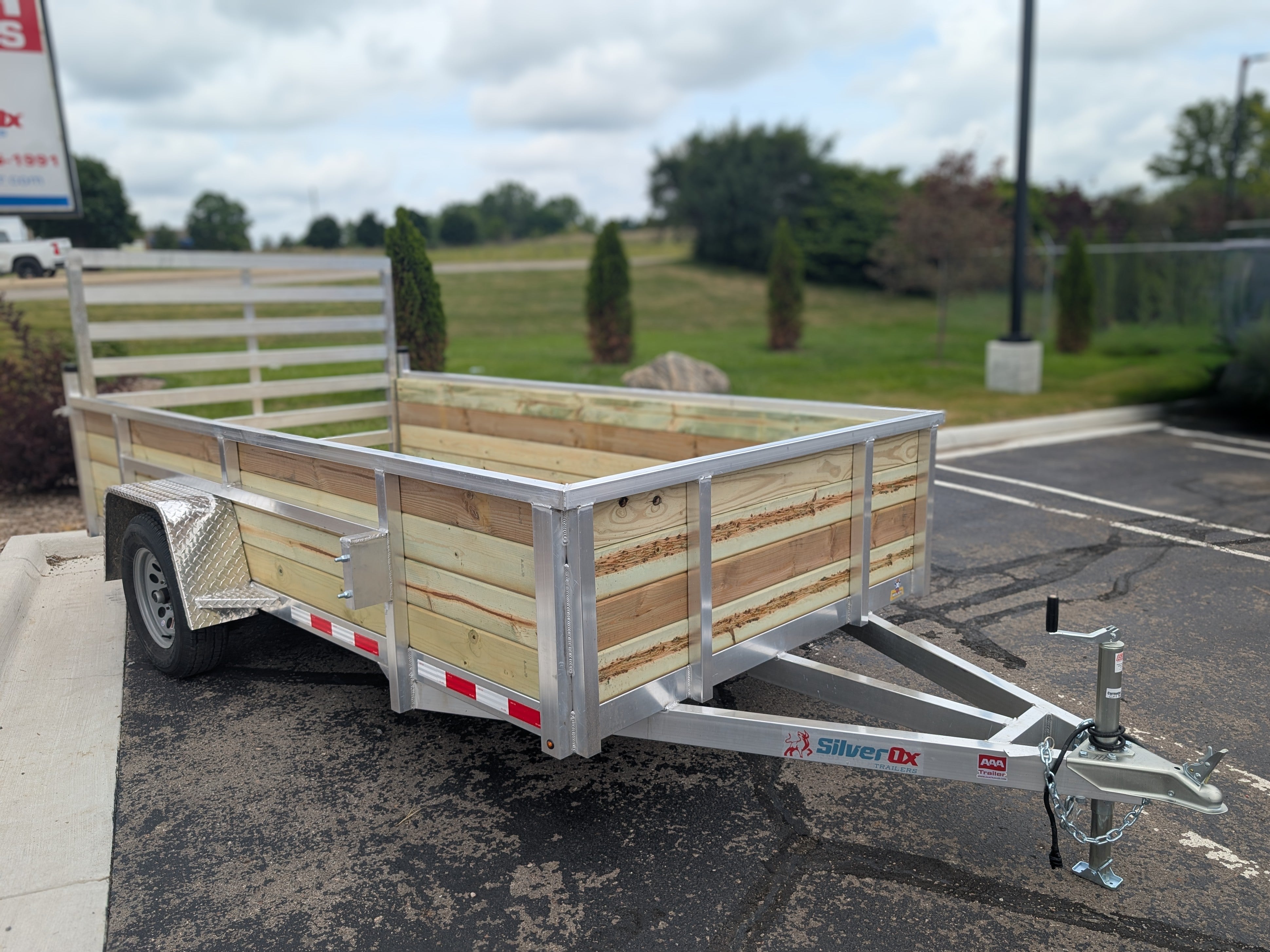 Silver Ox 6x12 Single Axle Aluminum Utility Woody 4 Board Drop Axle