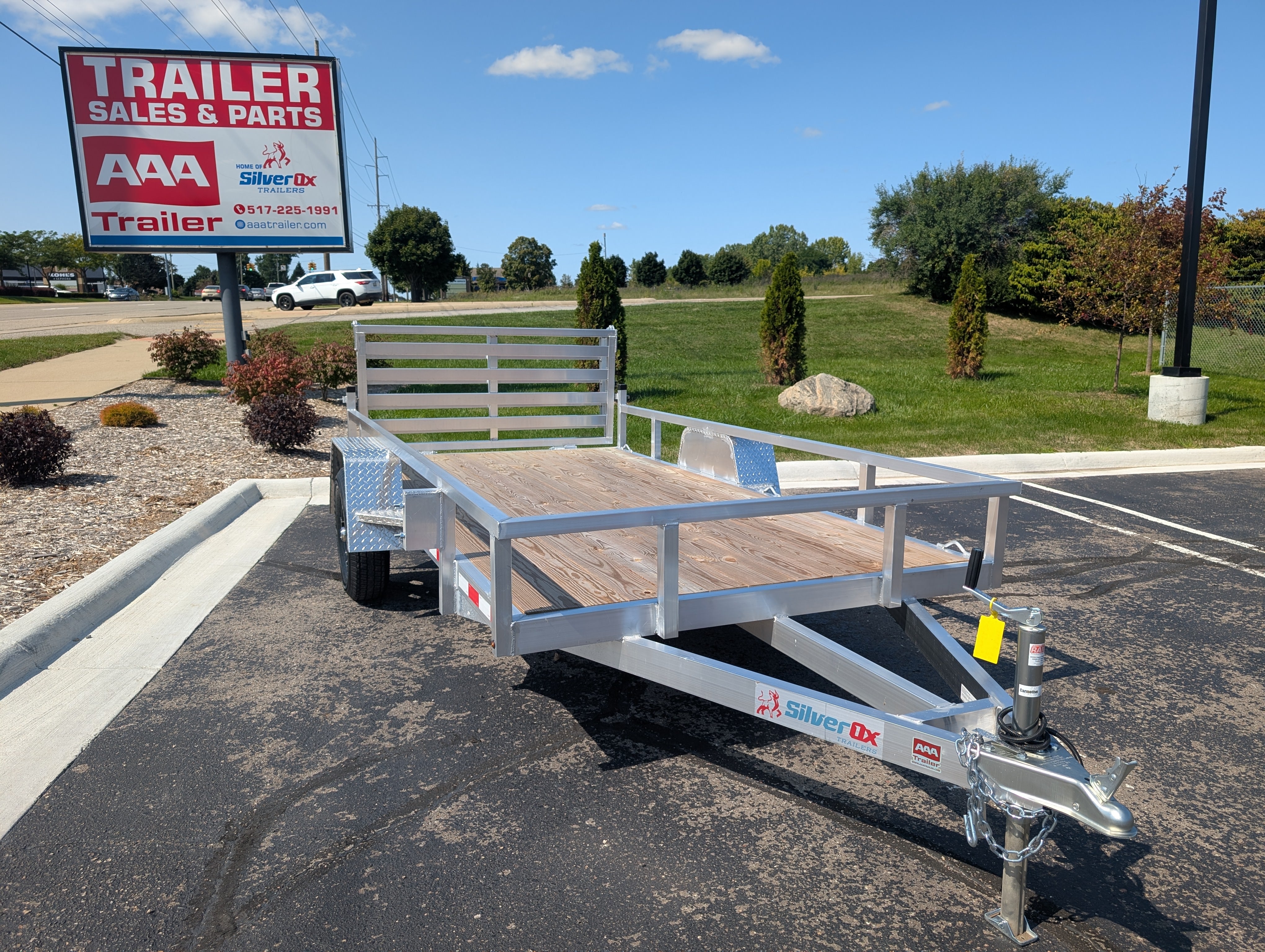 Silver Ox 6x12 Single Axle Aluminum Utility Trailer with Bi Fold Gate & Aluminum Wheels