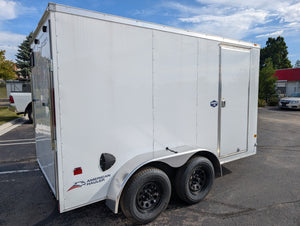American Hauler 6x12 Tandem Axle Enclosed Cargo Trailer w Ramp Door - White - Stock #36633