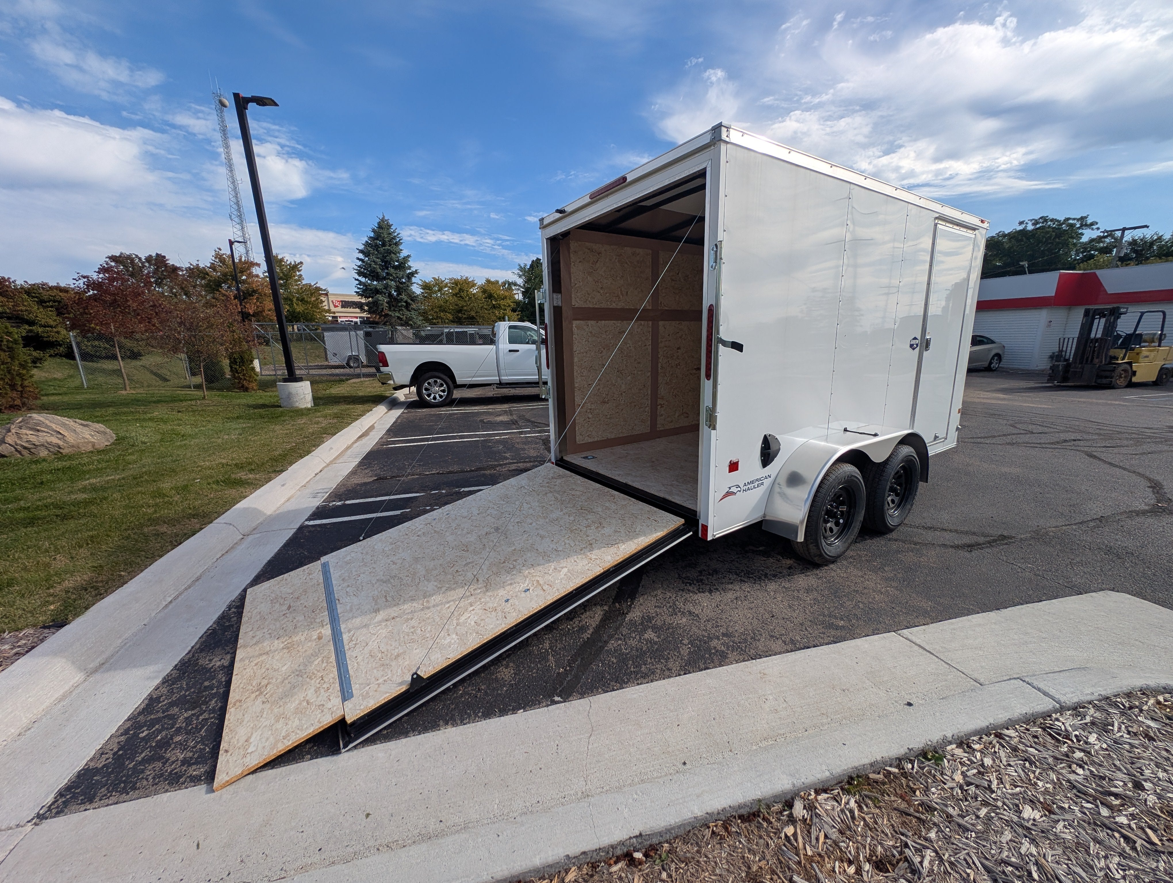 American Hauler 6x12 Tandem Axle Enclosed Cargo Trailer w Ramp Door - White - Stock #36633
