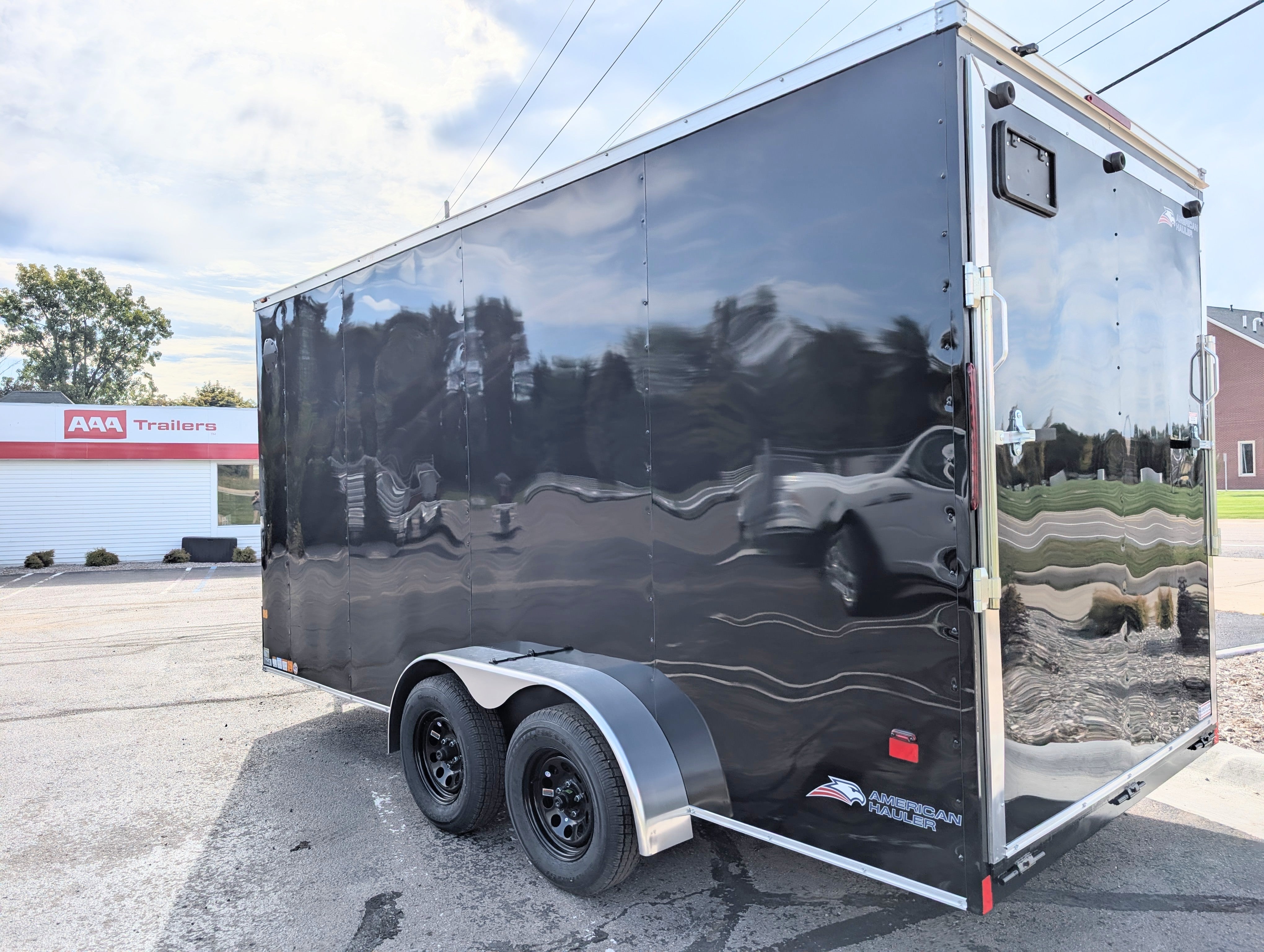 American Hauler 7x16 Tandem Axle Black Enclosed Trailer 90