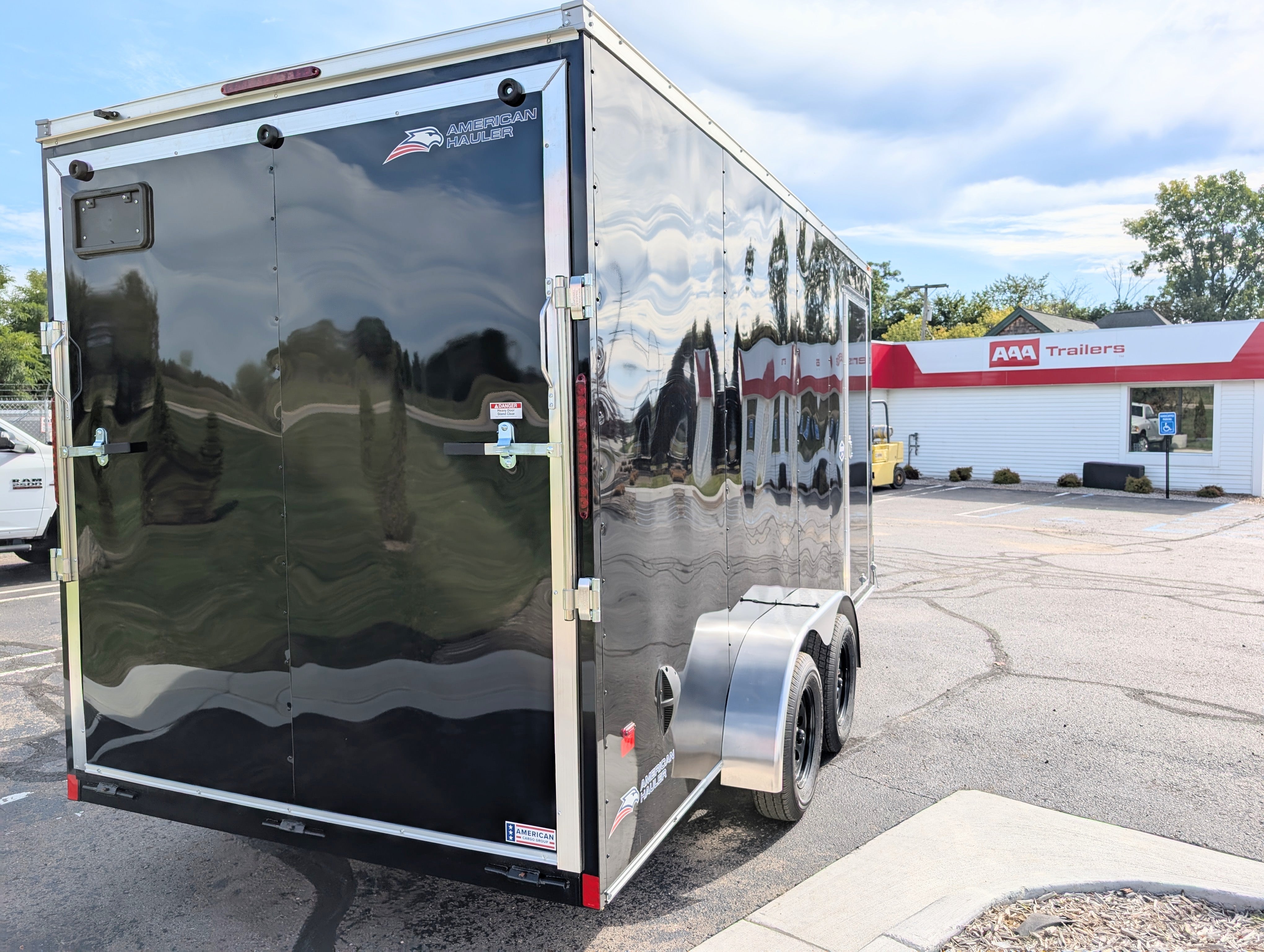 American Hauler 7x16 Tandem Axle Black Enclosed Trailer 90
