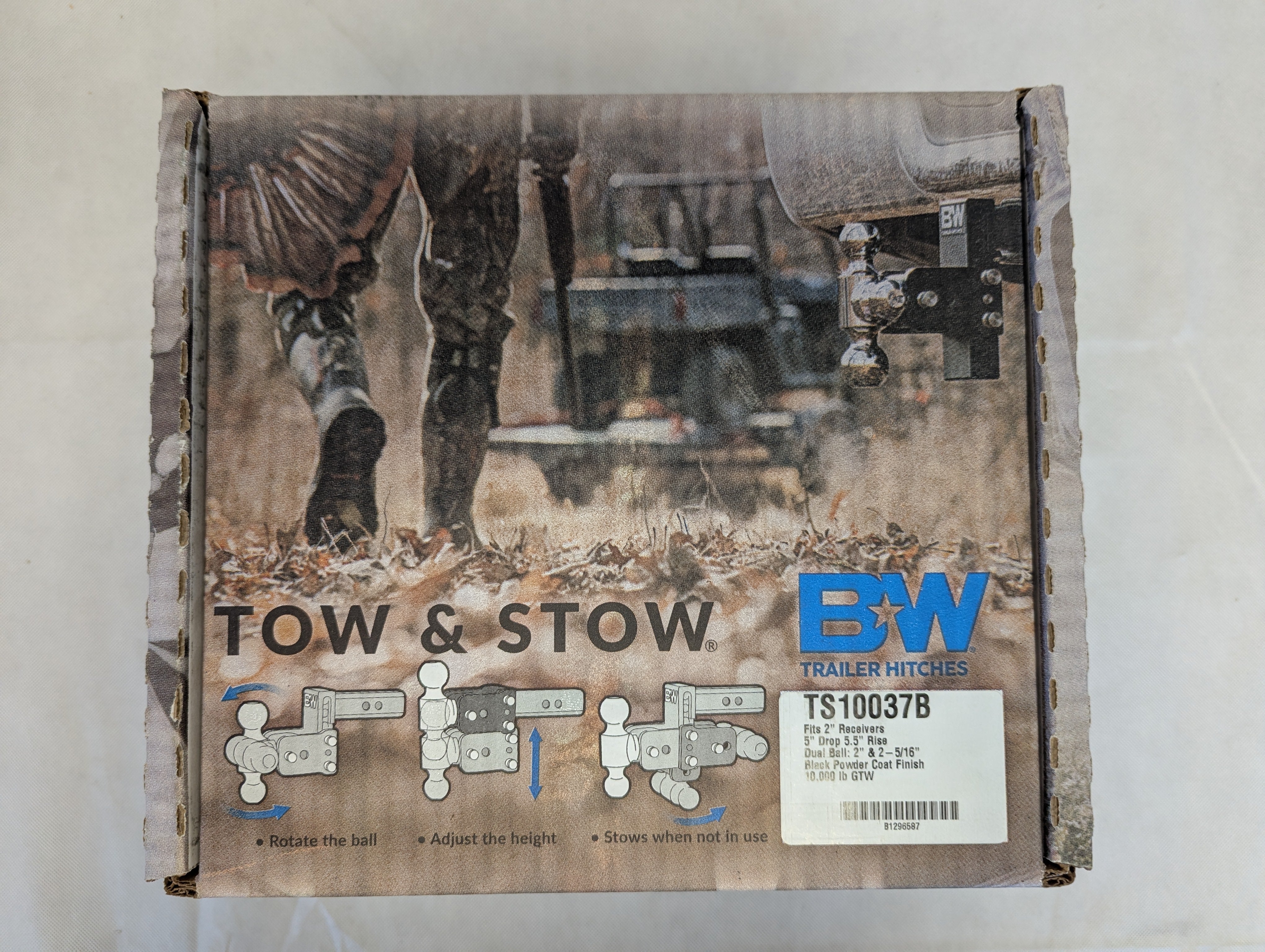 B&W Trailer Hitches Tow & Stow Adjustable Trailer Hitch Ball Mount - Fits 2