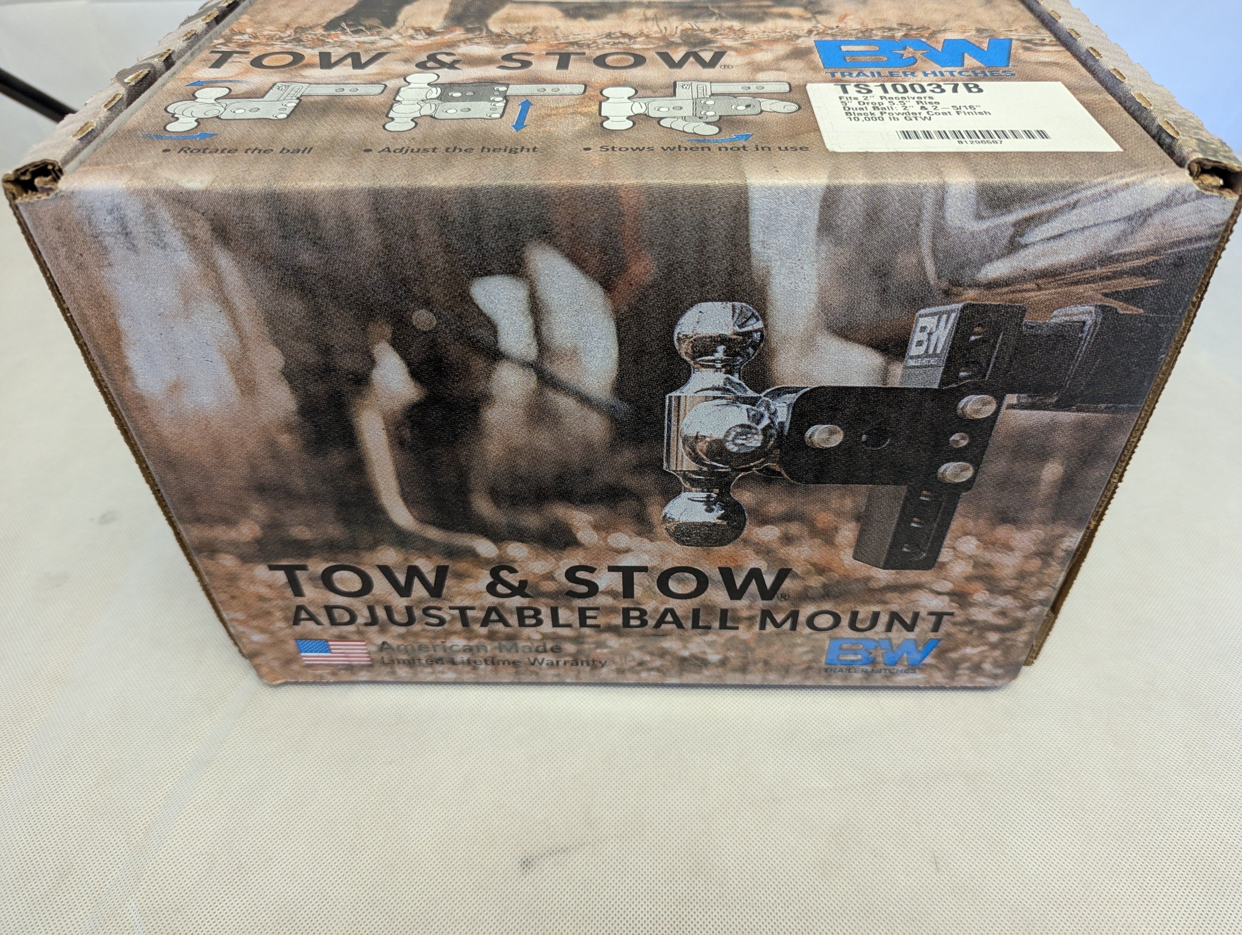 B&W Trailer Hitches Tow & Stow Adjustable Trailer Hitch Ball Mount - Fits 2