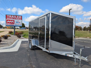 Amerilite ALL Aluminum 6x12 V Nose With Ramp Door Cargo / Enclosed Trailer BLACK -Stock# 200296