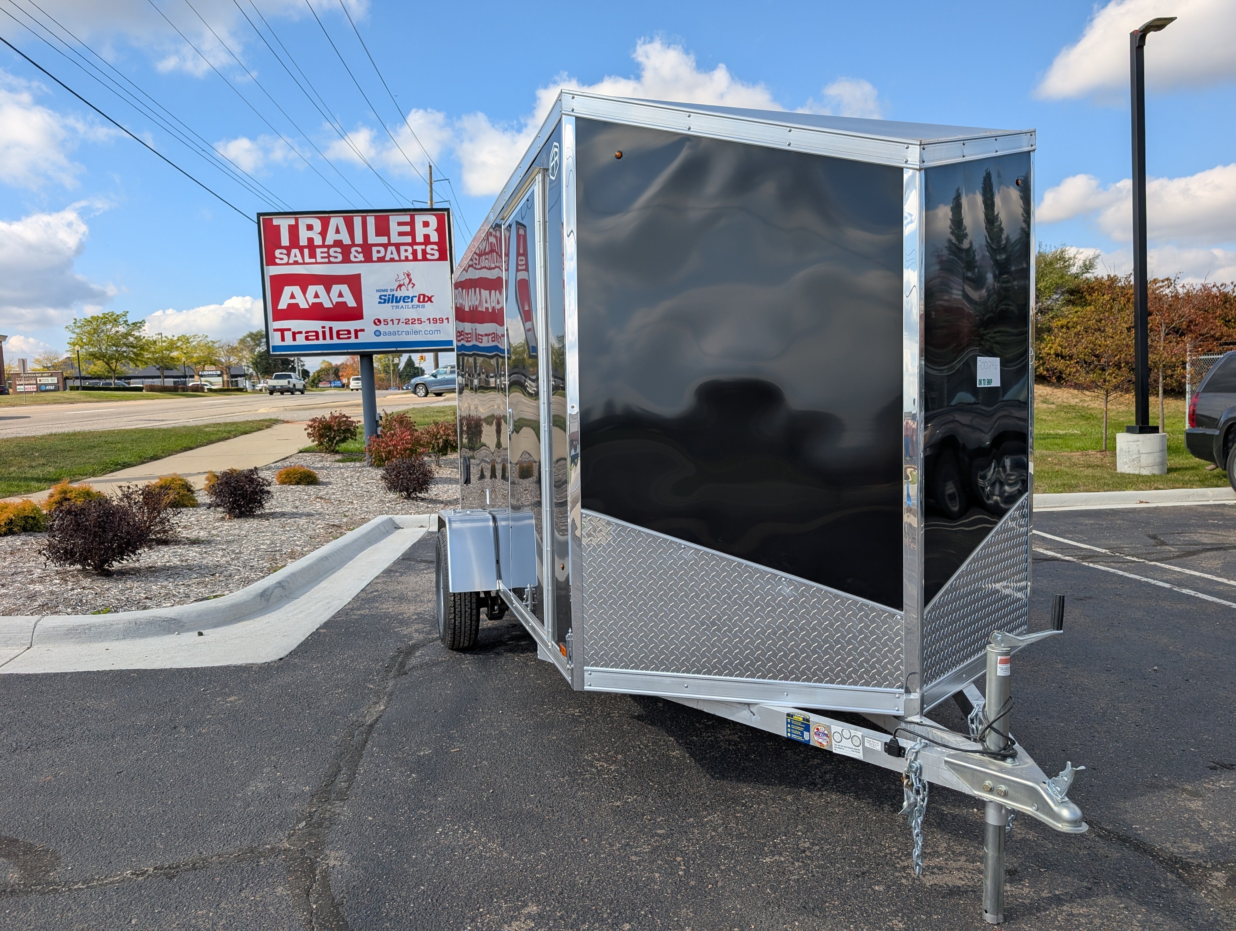 Amerilite ALL Aluminum 6x12 V Nose With Ramp Door Cargo / Enclosed Trailer BLACK -Stock# 200296
