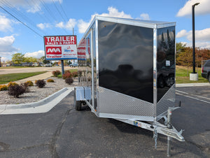 Amerilite ALL Aluminum 6x12 V Nose With Ramp Door Cargo / Enclosed Trailer BLACK -Stock# 200296