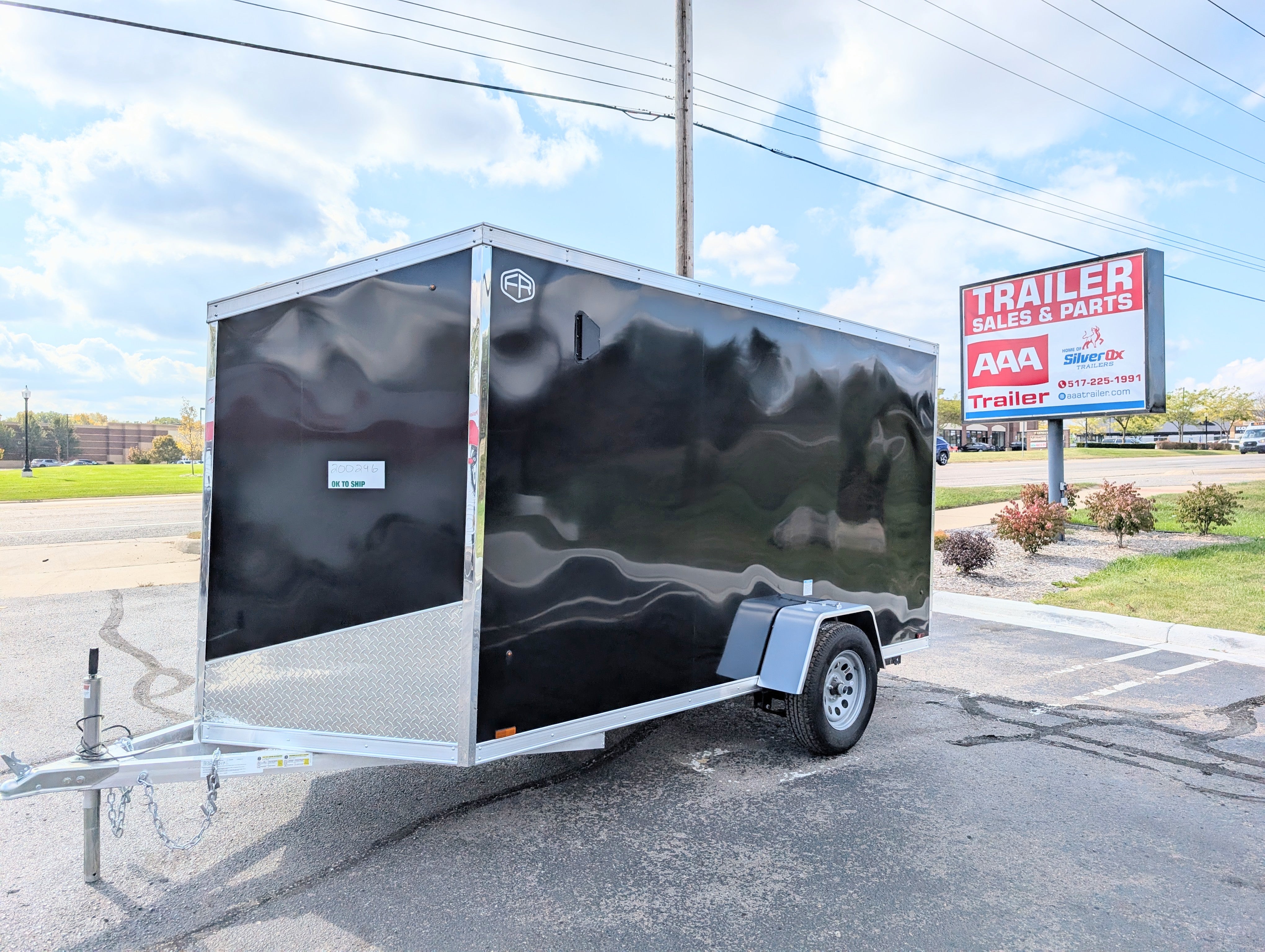 Amerilite ALL Aluminum 6x12 V Nose With Ramp Door Cargo / Enclosed Trailer BLACK -Stock# 200296